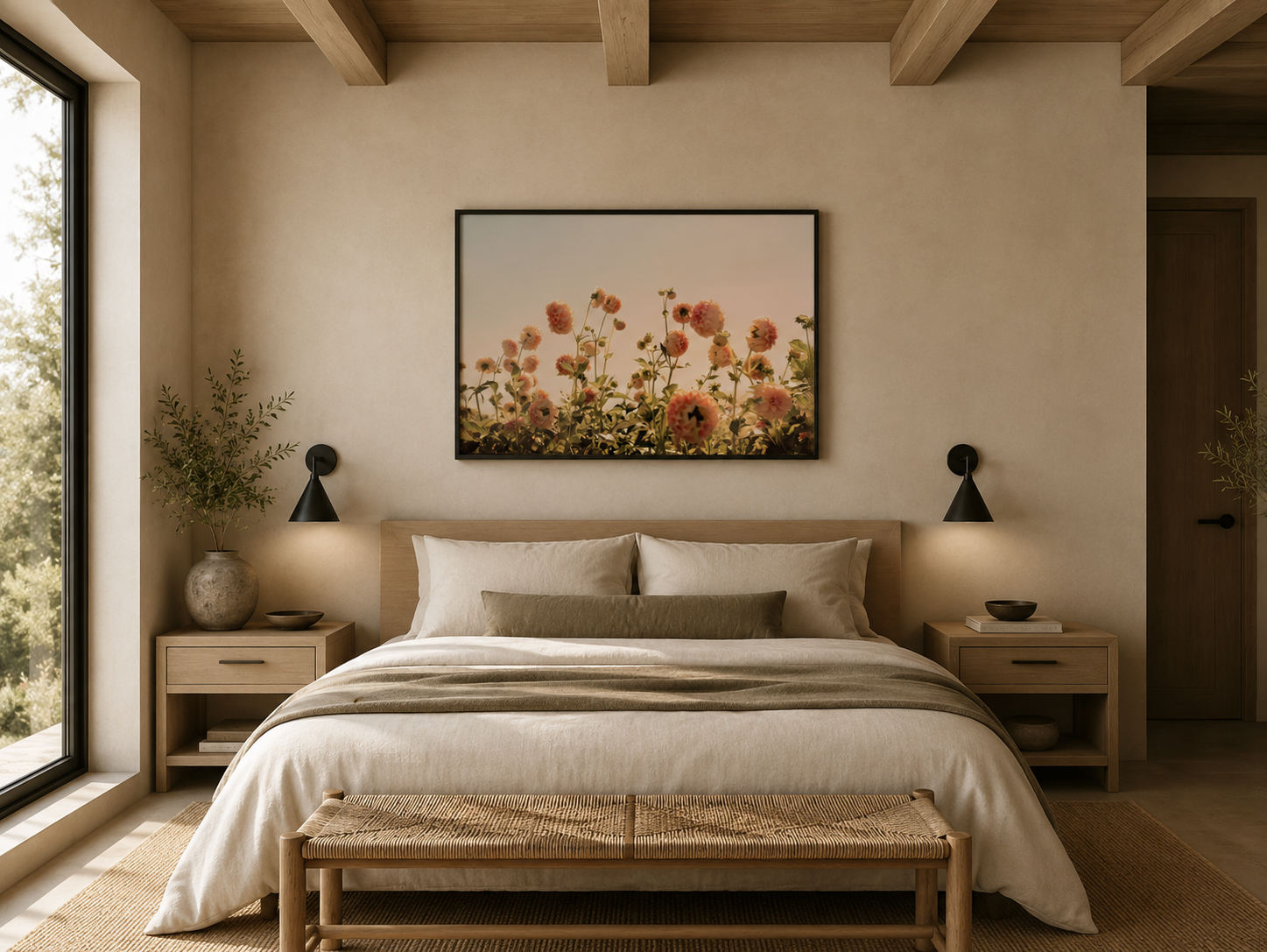 Blush Floral Wall Art – Soft Neutral Flower Photography – Bedroom Decor| Flora No. 1