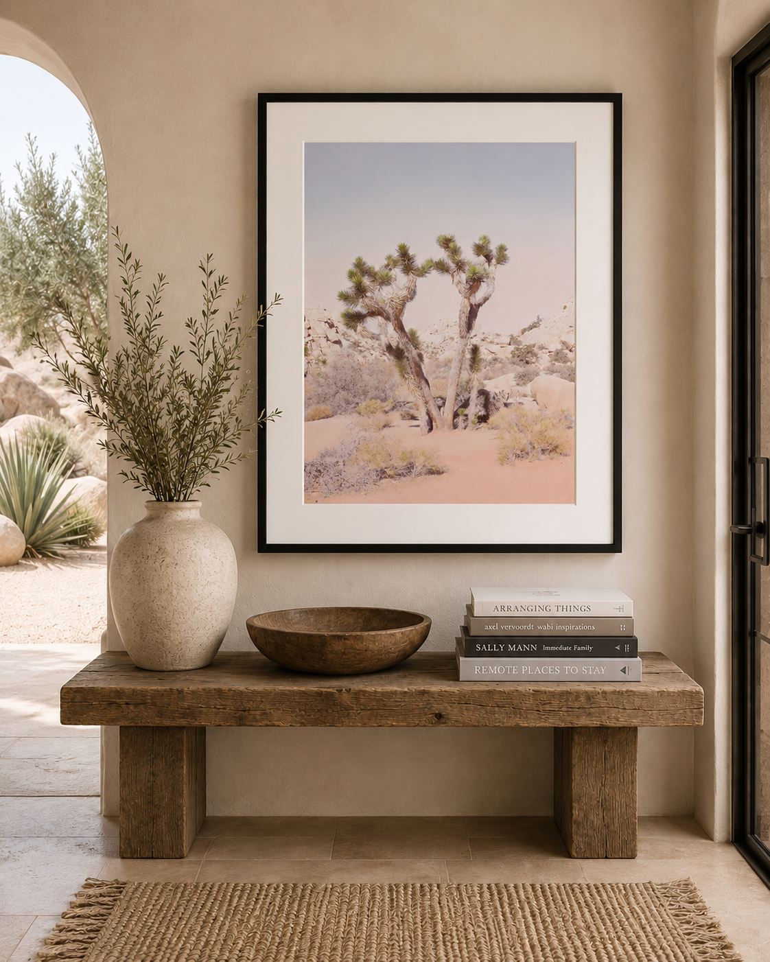 Joshua Tree Wall Art in Black Frame | Neutral Desert Photography for Modern Entryway Decor| Joshua Tree No. 2