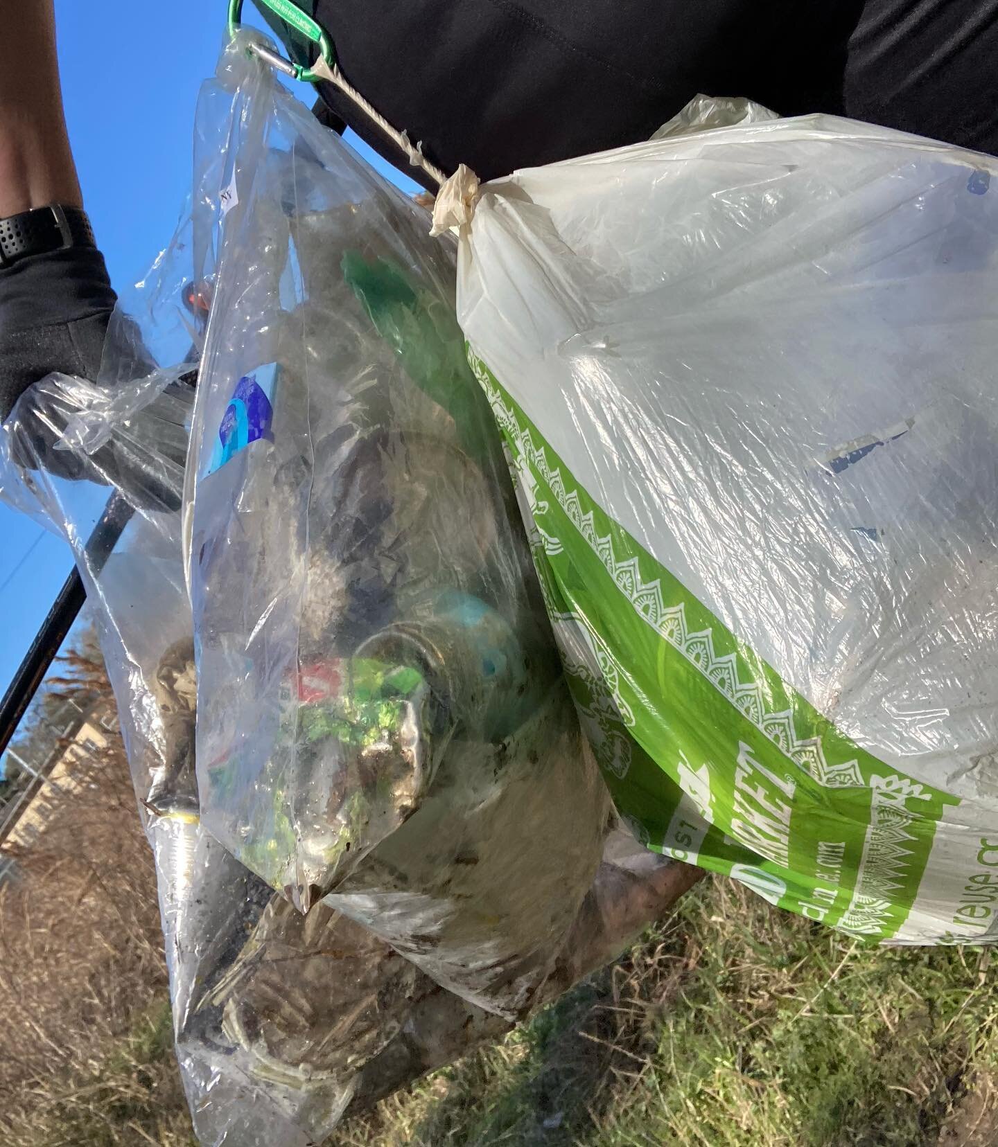 Beautiful day. Went for a trail joggle to give my mind and body a jumpstart before getting into the work day. In just the 1.5 mile till I turned around across from the gorgeous sandbar, I came across more than enough trash to fill these three bags fu