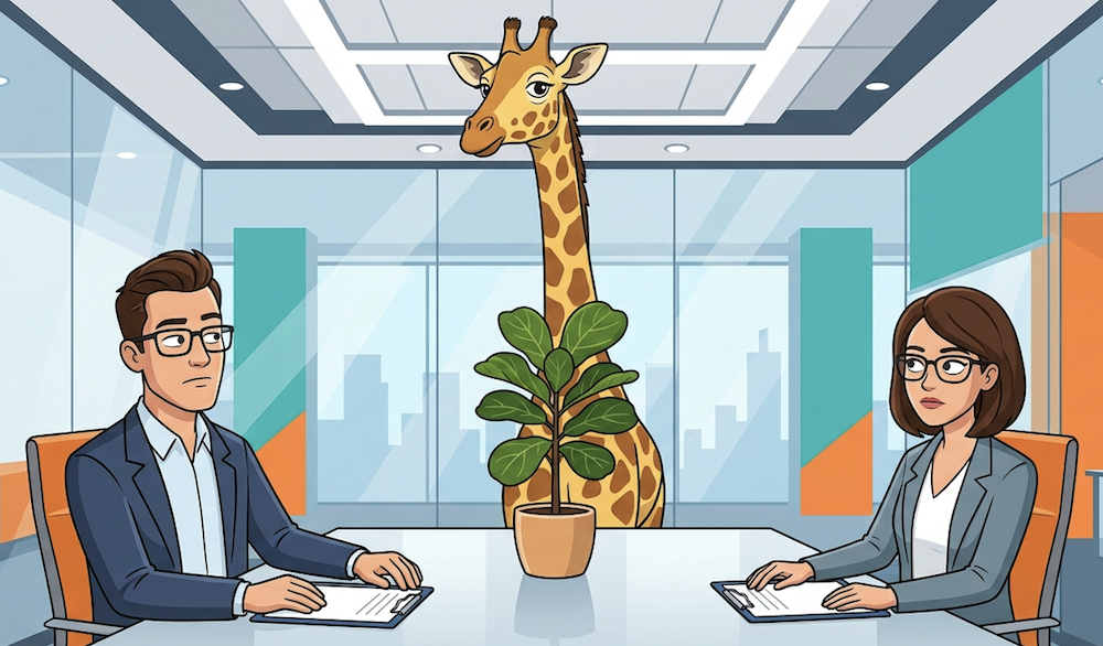 Giraffe in a sales interview