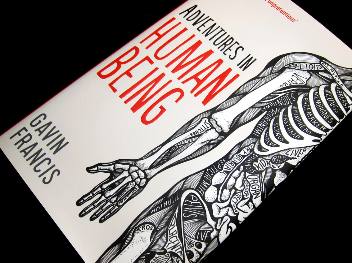 COVER ILLUSTRATION AND TYPOGRAPHY FOR ADVENTURES IN HUMAN BEING.
