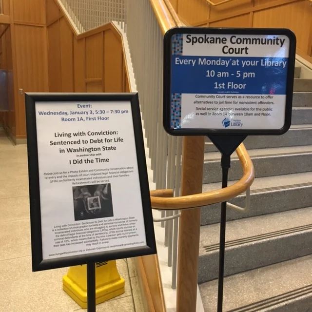  Our sign at the Spokane Public Library, January 2018. 