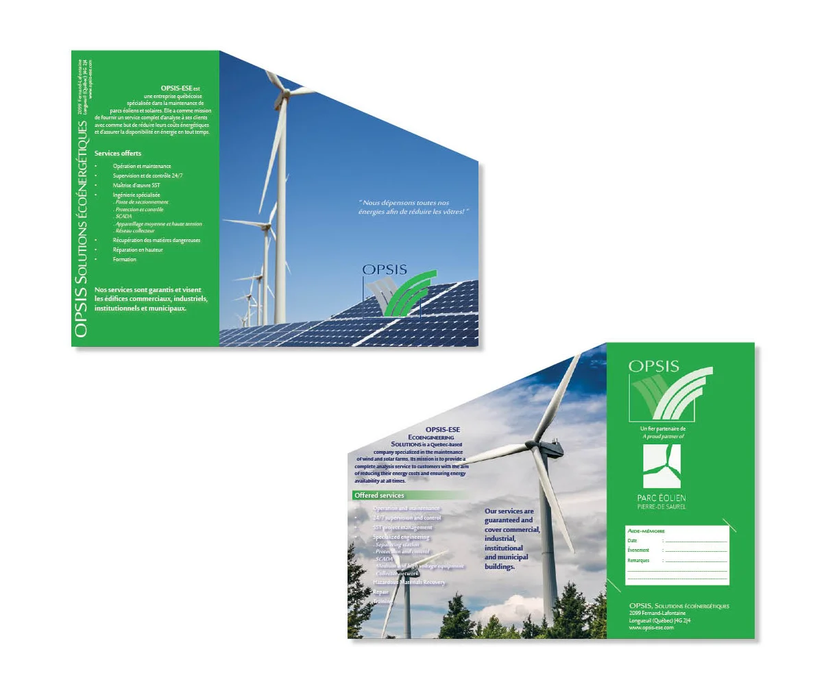 dépliant ouvert (recto et verso)