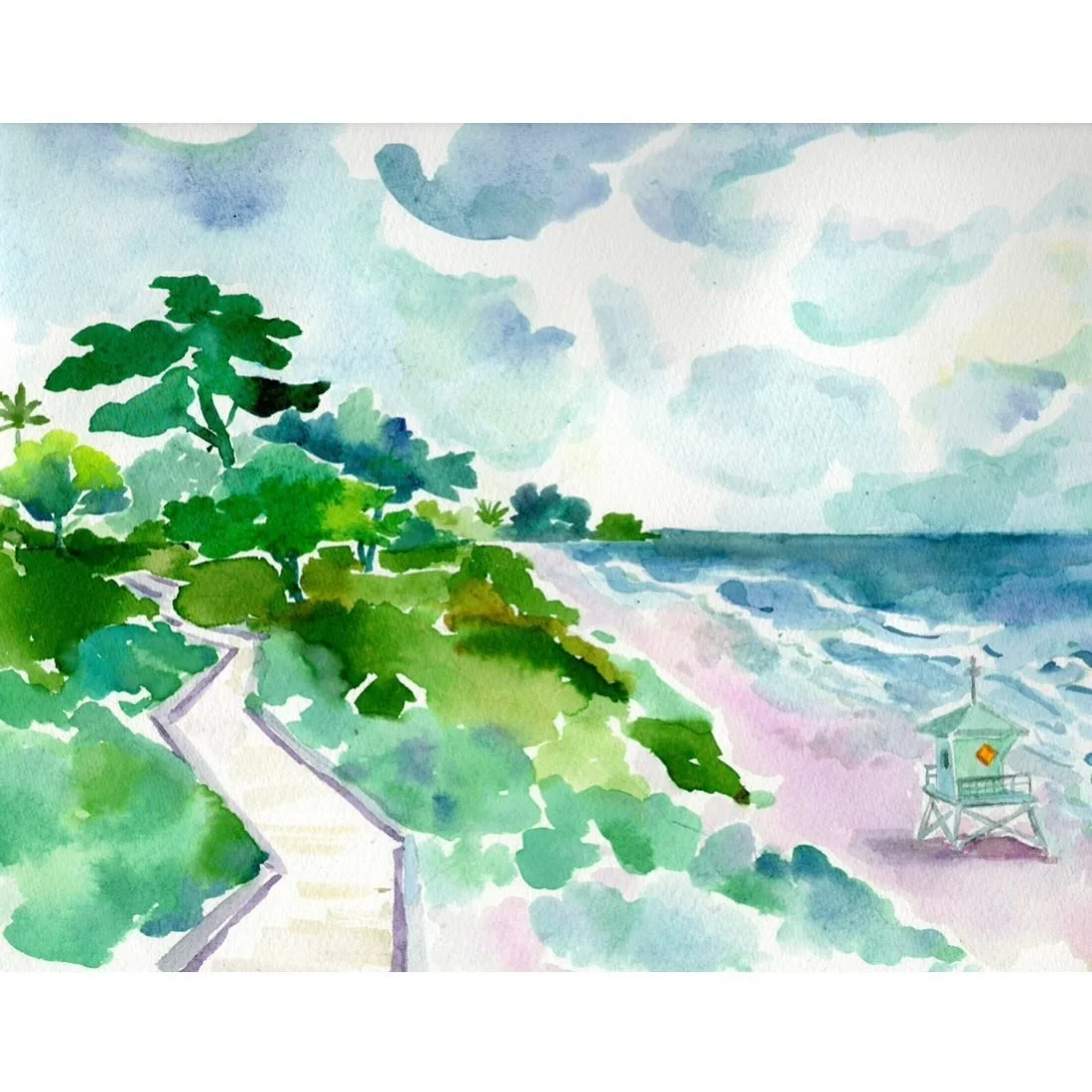 Early Father&rsquo;s Day commission of the Carp boardwalk 🌴 🌊 #carpinteria #weliveinparadise