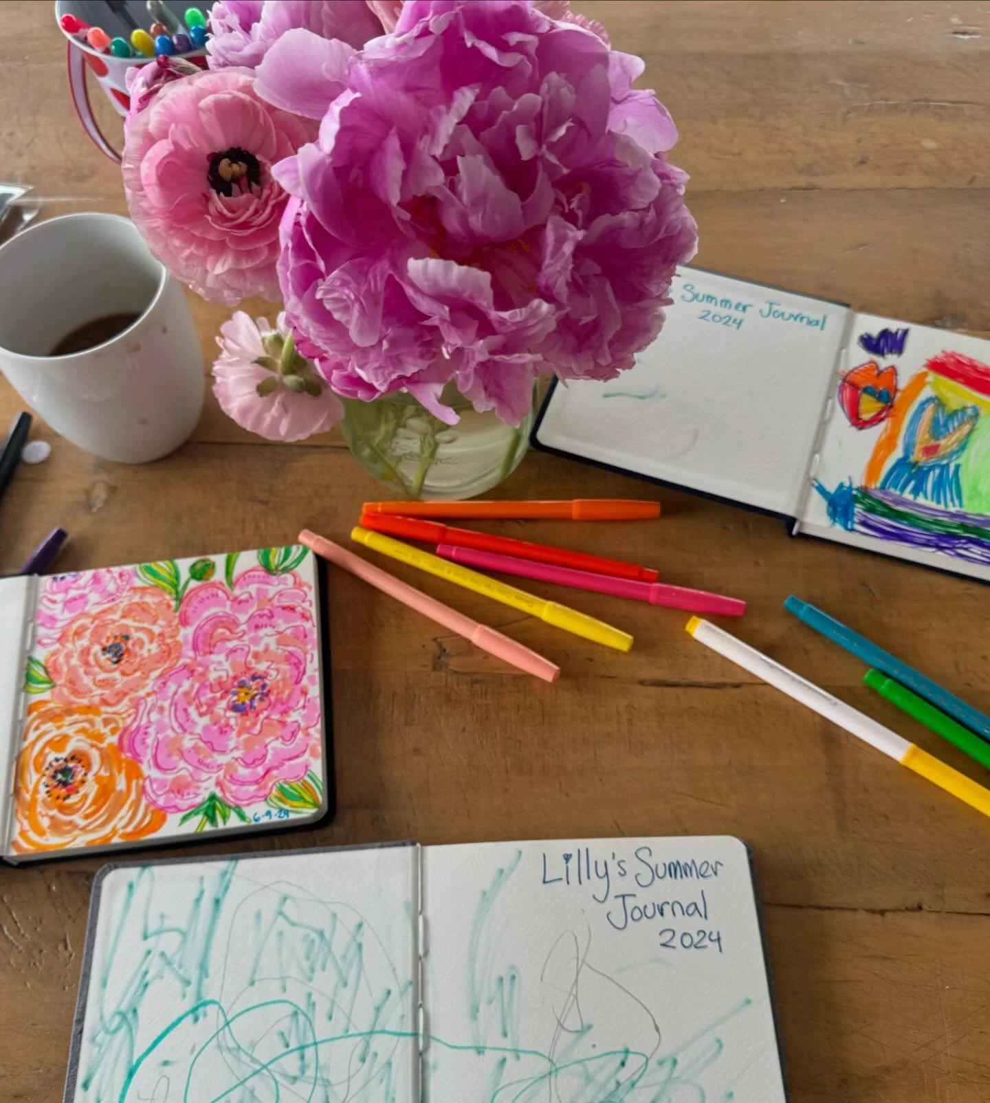 The girls and I started summer journals together in June which traveled with us from the @santabarbaramission to the @lincolnparkzoo carousel, NYC and beyond. We were having too much fun to fill all of the pages but I loved getting to make art with m