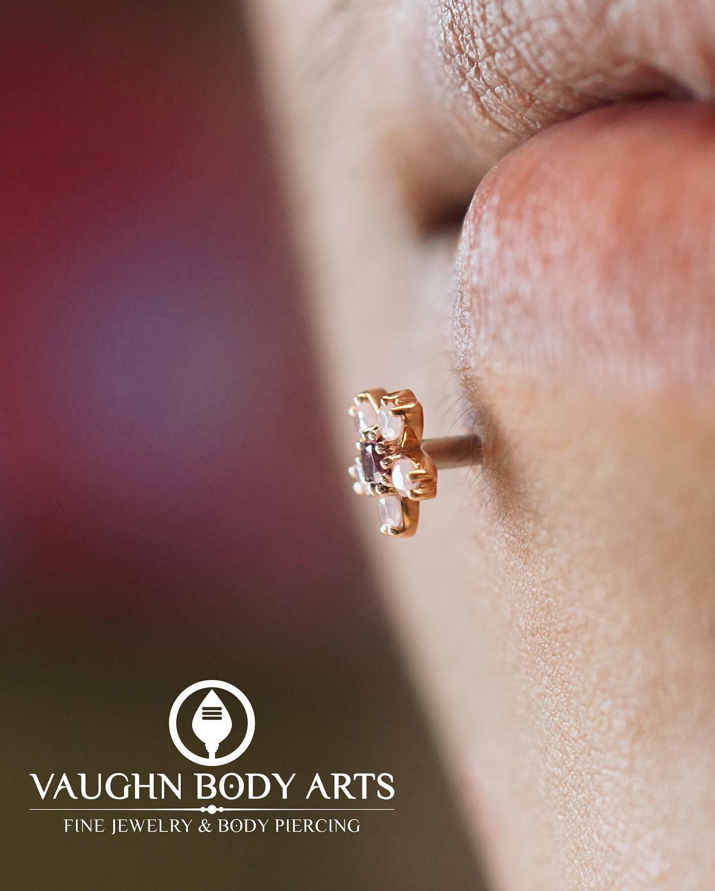 How cute is this lip piercing Vaughn got to do for Gianna?

She picked out one of these gorgeous Cherry Blossom ends from BVLA. Solid Rose Gold with Synthetic Opaque Pink and Genuine Rhodolite.

Thank you so much Gianna! 

#vaughnbodyarts #bvla #bvla
