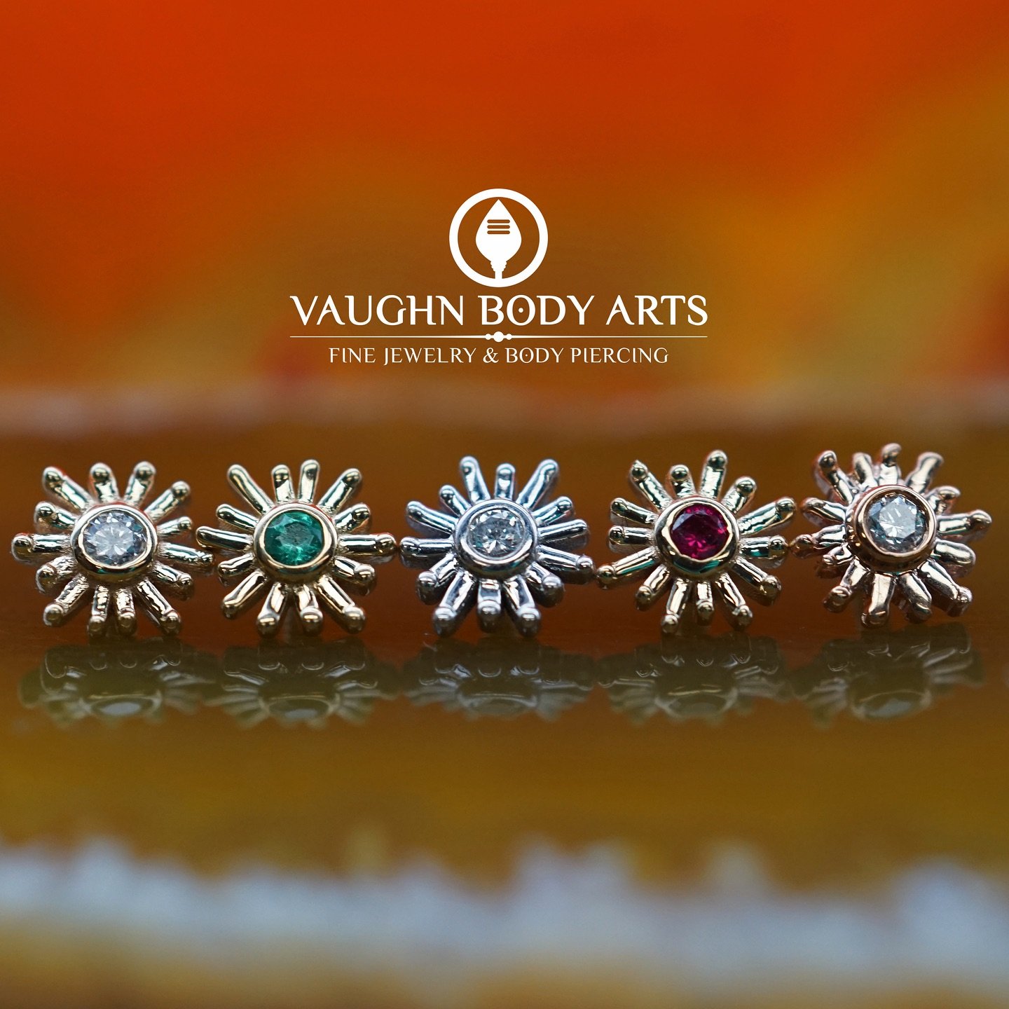 Happy Sunday everybody! 

Here are some lovely &ldquo;Sunray&rdquo; ends from BVLA. These look amazing in any piercing. 

In stock in white gold, yellow gold, and rose gold, with genuine gemstones such as ruby, emerald, and diamond. 

Have a wonderfu