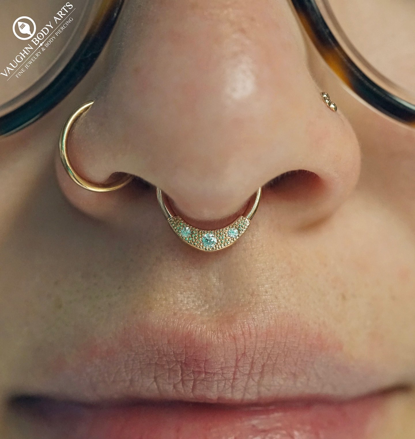 Here is a lovely septum piercing Cody got to do for Felicia. 

She picked out this beautiful &ldquo;Janna&rdquo; seam ring from BVLA. We really love how these look in septums, they&rsquo;re simply perfect. 

This one is made of solid Rose Gold with p