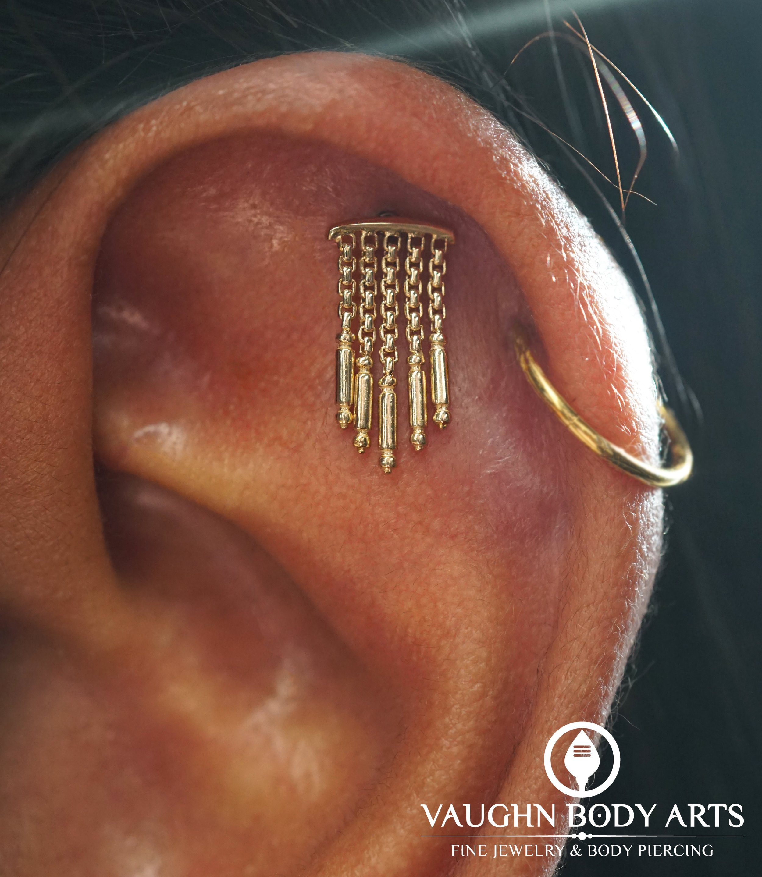 We got to do this super cute piercing for Tina a little while back. 

She was our first client to snag one of these new solid Yellow Gold &ldquo;Symphony&rdquo; ends from LeRoi Fine Jewellery we recently received. 

We are so excited with how pretty 