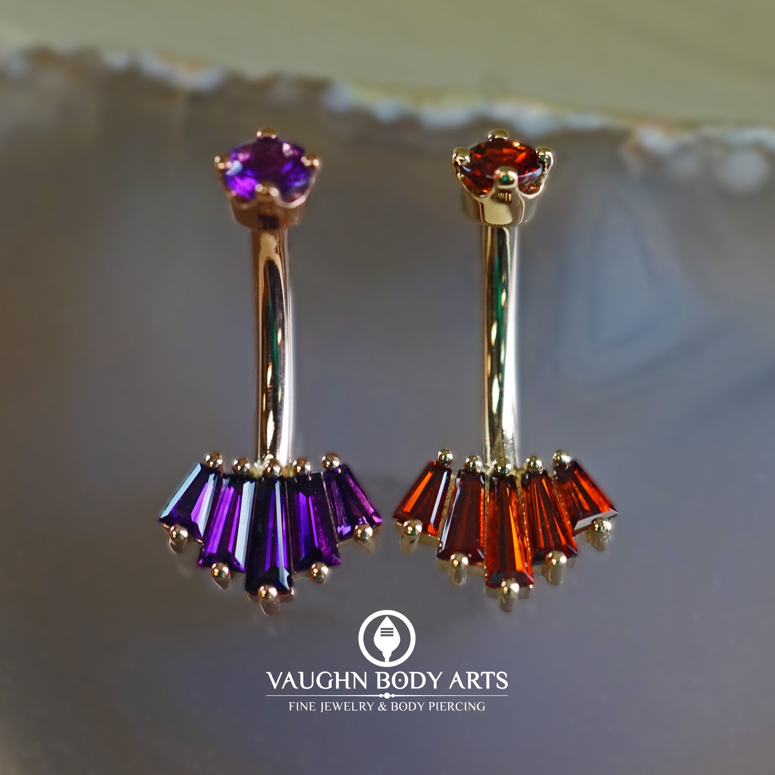 The &ldquo;Oceane 5&rdquo; from BVLA is a gorgeous option for navel piercings. If you have ever wished your jewelry had more sparkle and &ldquo;pop&rdquo; to it, these are it! 

Here are a couple we currently have in stock; Rose Gold with genuine Ame