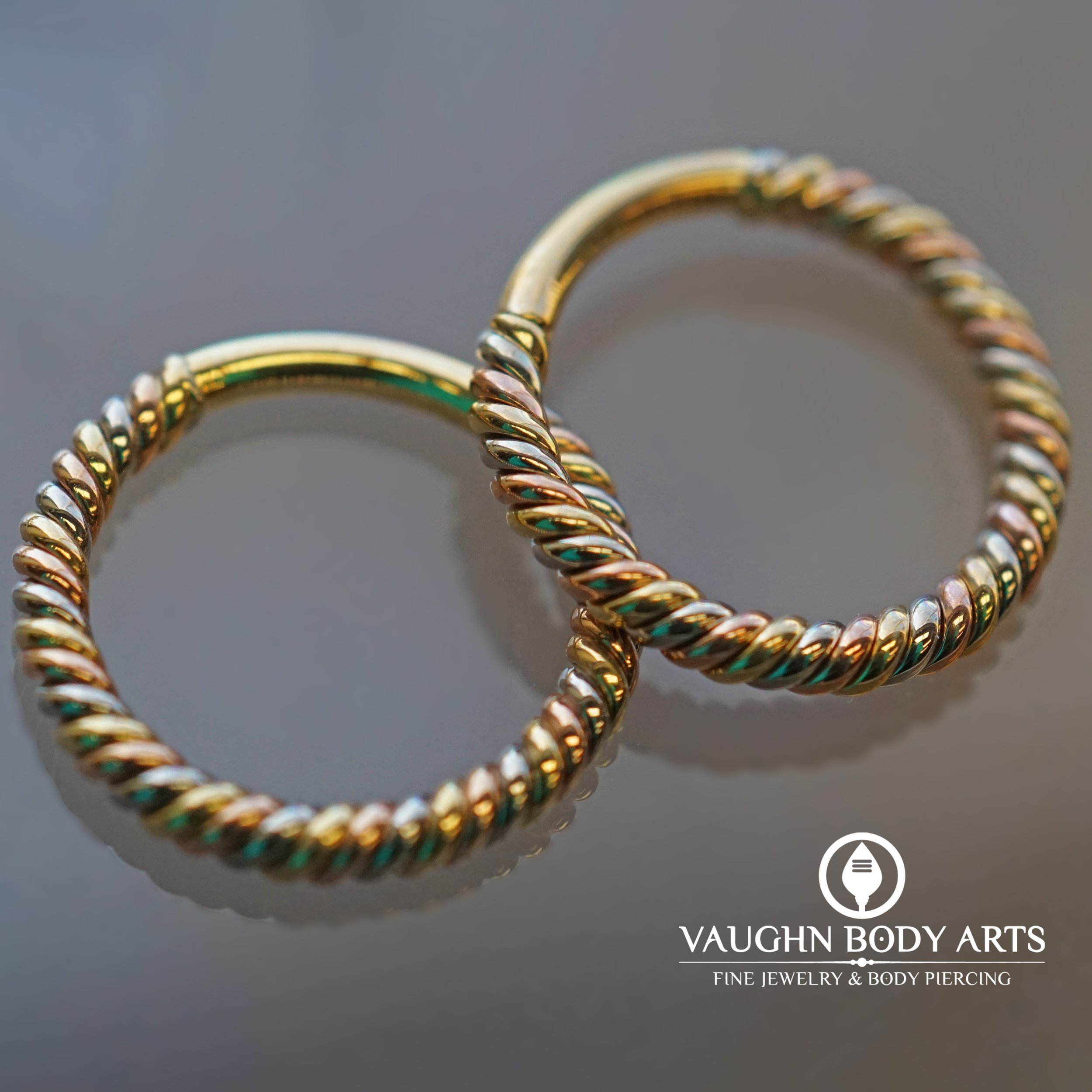 What looks best? White Gold, Rose Gold, or Yellow Gold? 

The answer is; Yes. 

We LOVE mixed metals. And these &ldquo;Tri-Tone Desiree&rdquo; are one of the best examples of how amazing it can look mixing different gold colors. 

These white, yellow