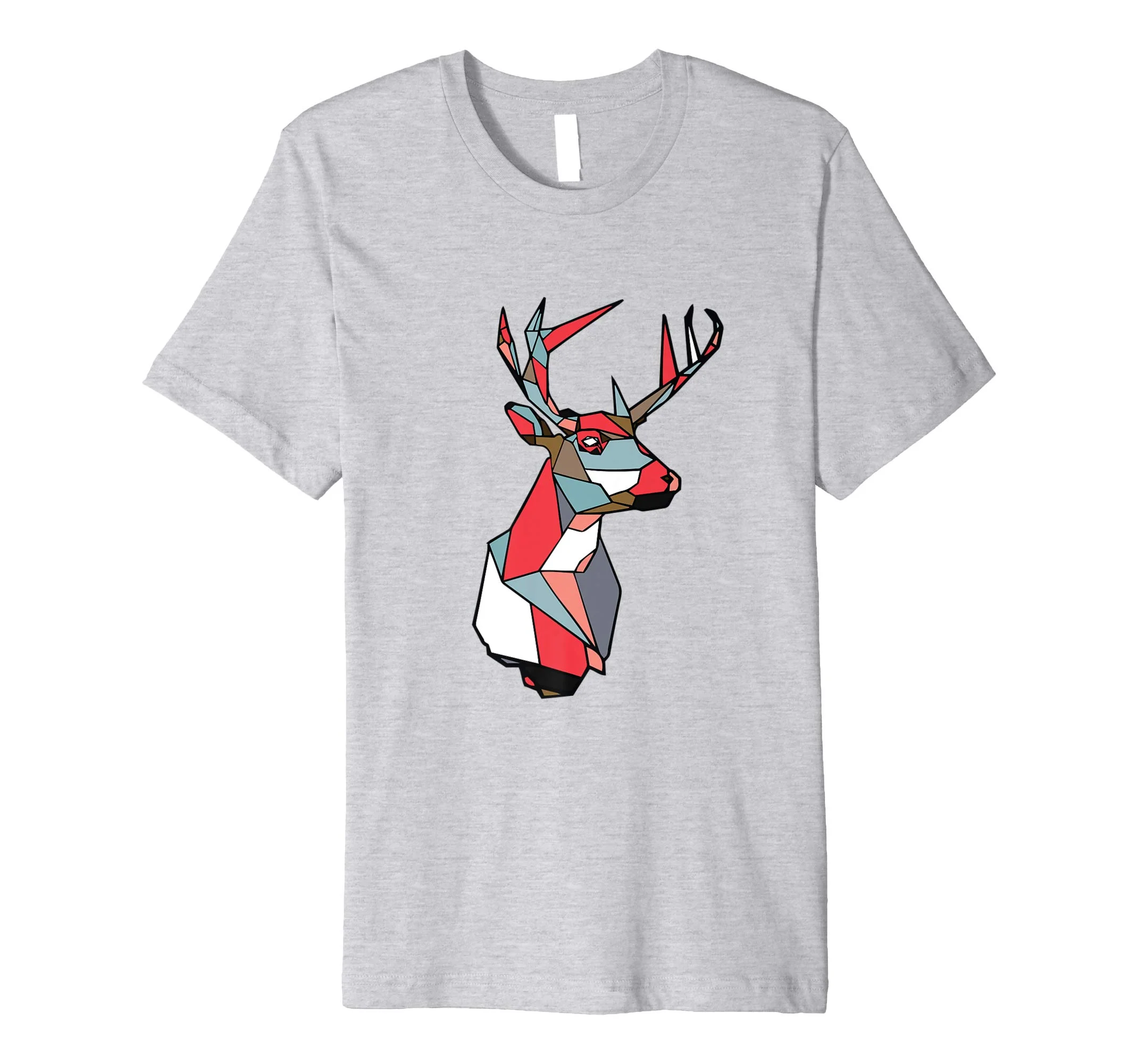 Geometric Deer Tee: Heather Grey