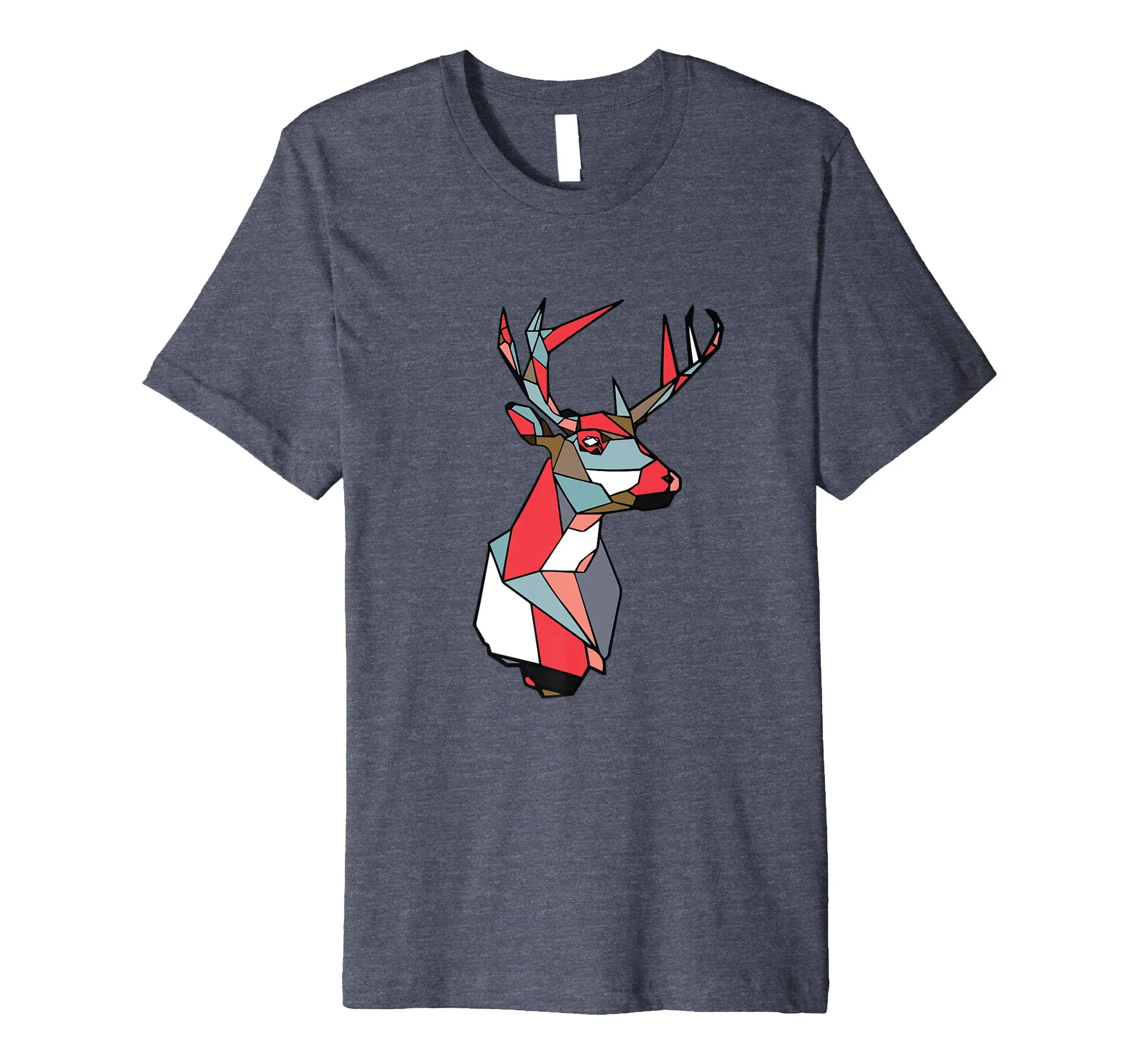 Geometric Deer Tee: Slate Grey