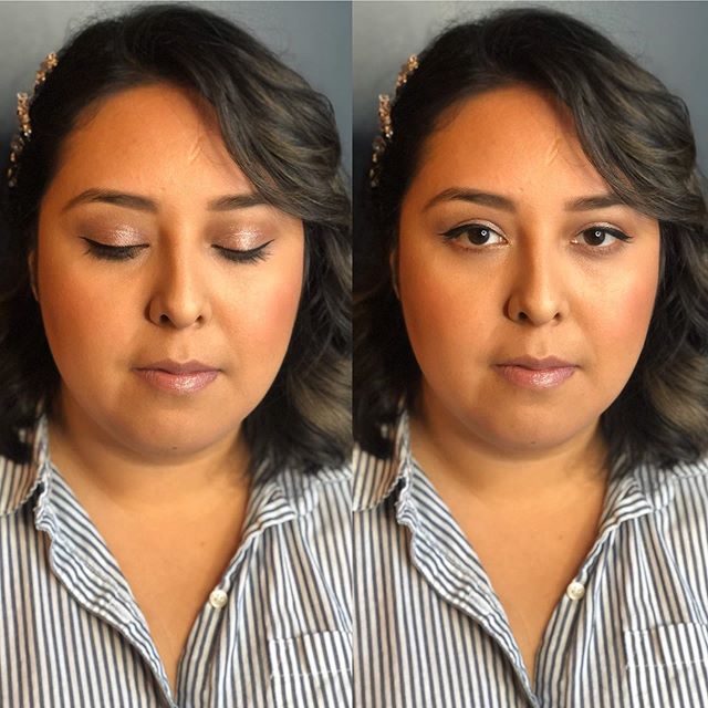 Gorgeous soft glamour for this babe&rsquo;s special event. .
.
.
Skin: @smashboxcosmetics photo finish primer, @ctilburymakeup Magic Foundation sheered down with Wonderglow, and @toofaced Born This Way concealer. @narsissist casino bronzer and Orgasm