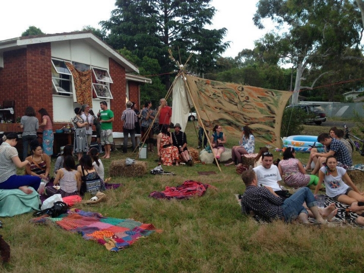 Jeremy and his housemates enjoy entertaining friends (and providing entertainment to passers-by) in their eclectic, art-filled tent-house and yard