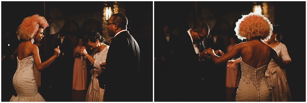 I loved seeing this untraditional bride dancing with both of her parents instead of sticking to the "Father-Daughter" theme.