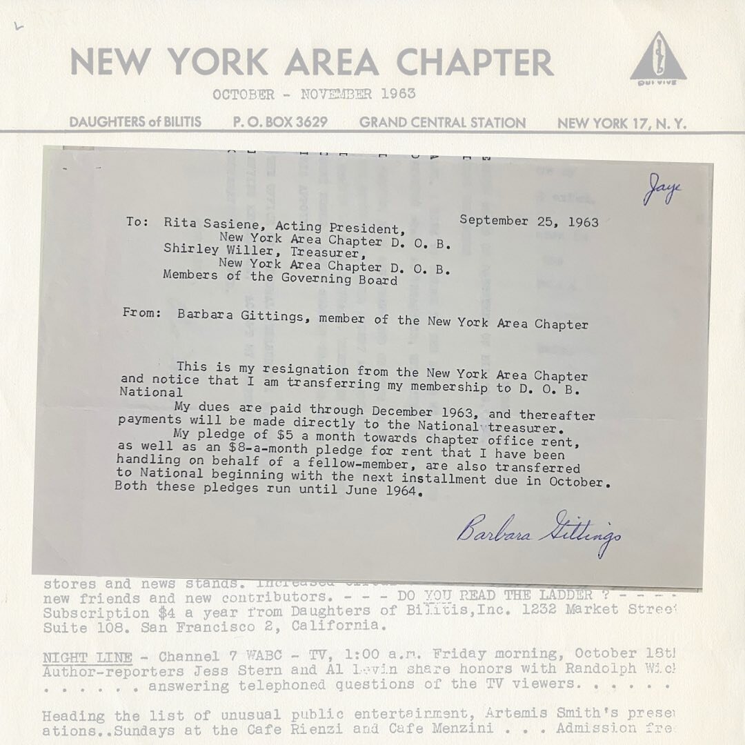 👋🏼 Barbara Gittings &amp; Kay Lahusen&rsquo;s resignation letters (1 day apart) in the season 3 premiere. What did they do next&hellip;?

Don&rsquo;t change that dial! 📻 We finally made it &ldquo;from the beginning to Stonewall.&rdquo; Coming soon