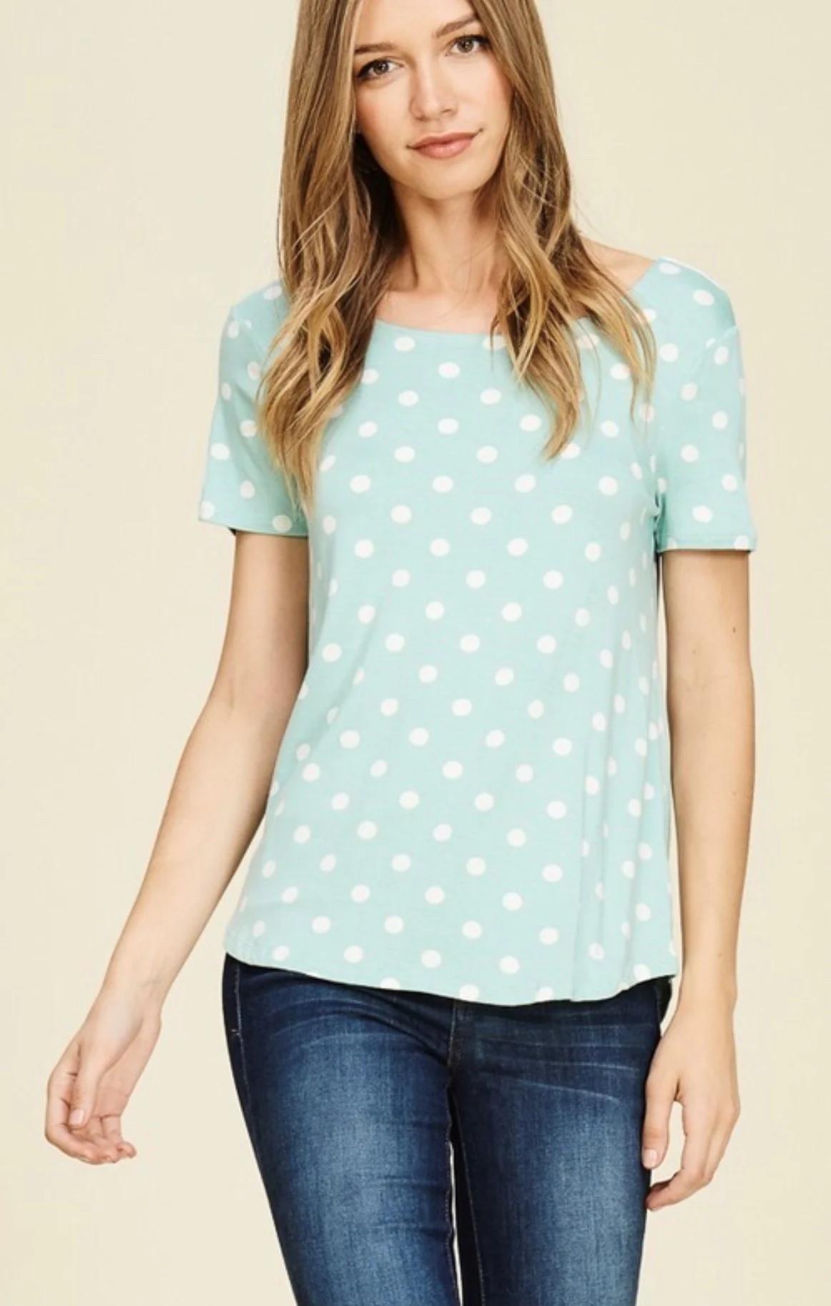 Koket Boutique :: Short Sleeve Polka Dot Print Top