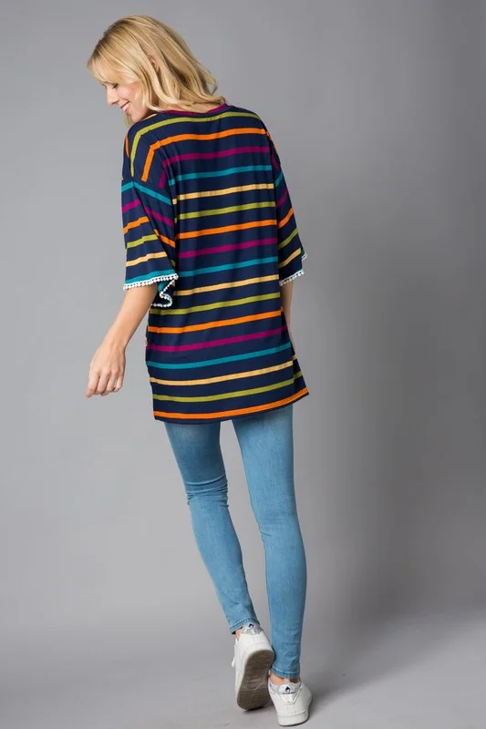 CandyLand Multi Stripe Round Neck Trim Sleeve Top 6.jpg