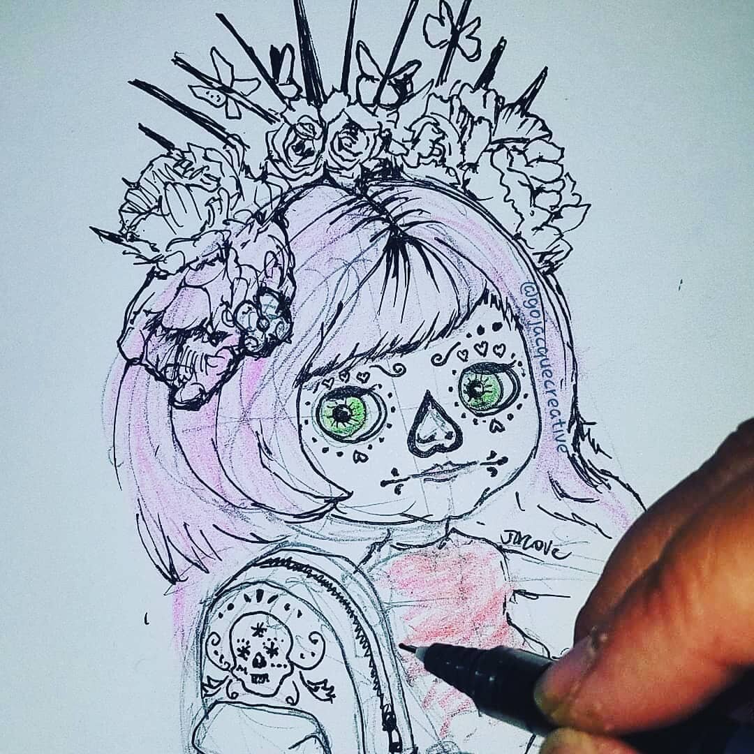 I had the urge to make a vlog and randomly got inspired to draw my blythe doll with the day of the dead theme, since tis d season!

Check out the doll and her new backpacks on youtube @gojacquecreative 
Hope you enjoy the cuteness!
🤩😍💗

...
...
..