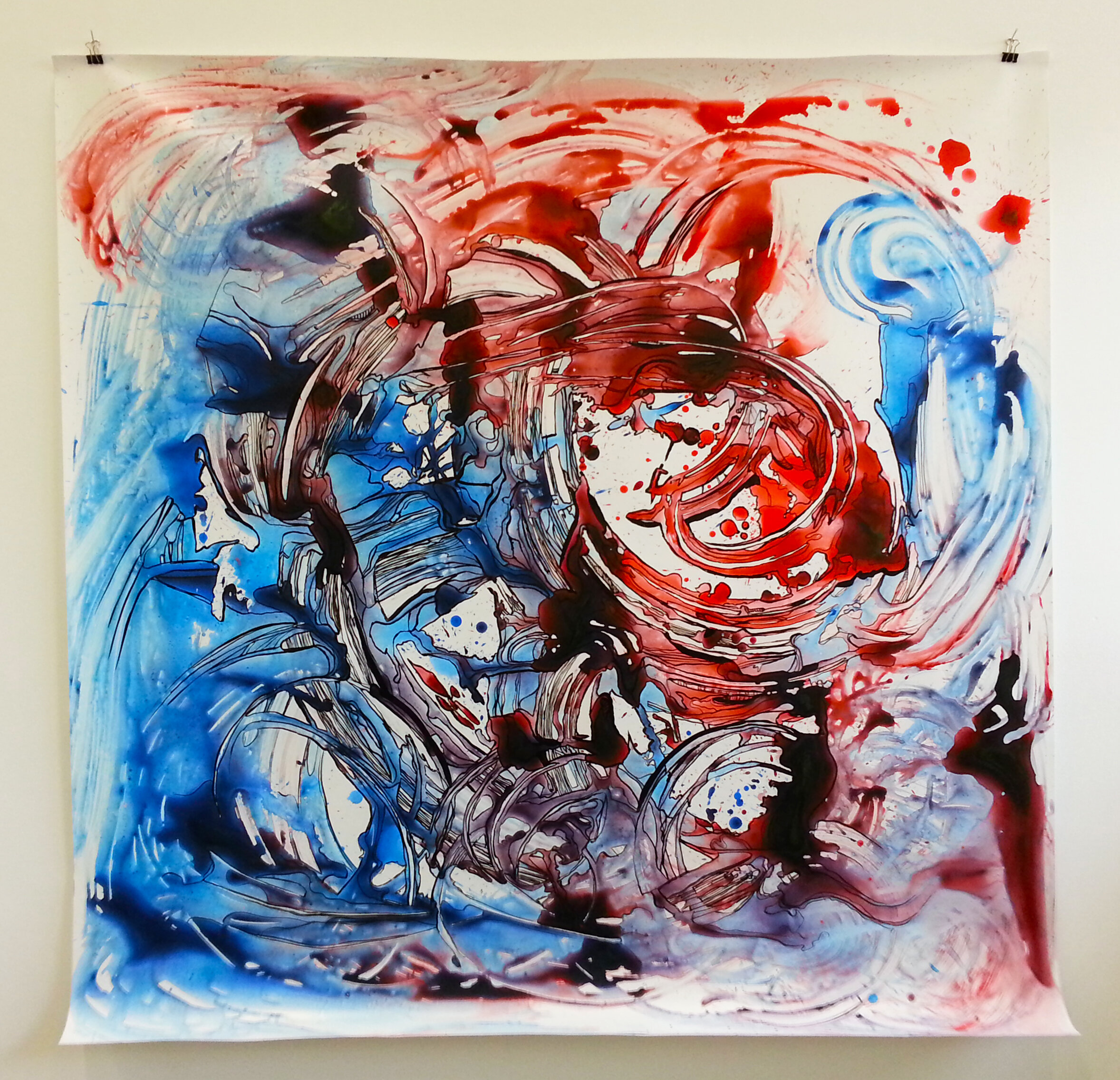  Acrylic and ink on PVC paper, 1m x 1m. 