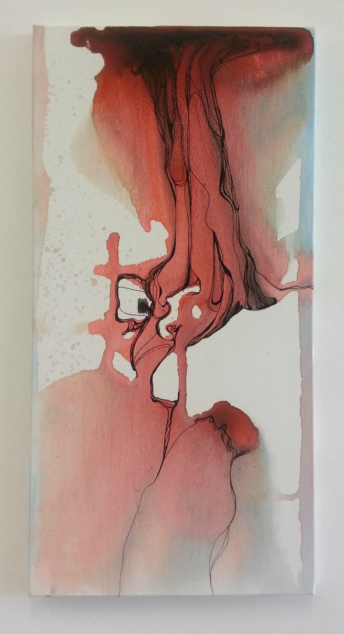  Watercolour and ink on canvas. 30cm x 60cm. 