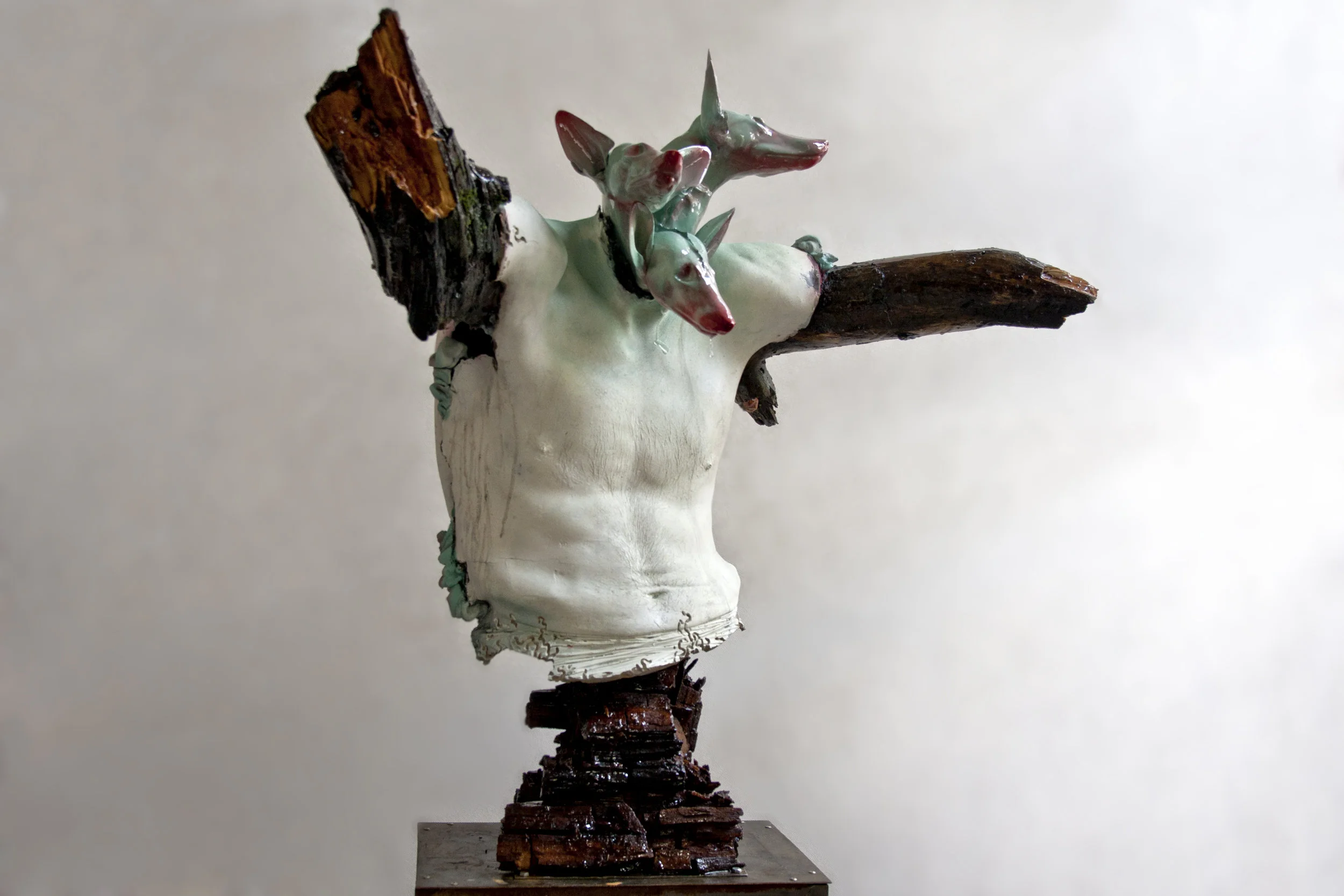 The Guardian / страж 2015, fiberglass, wood, metal 100x85x50cm