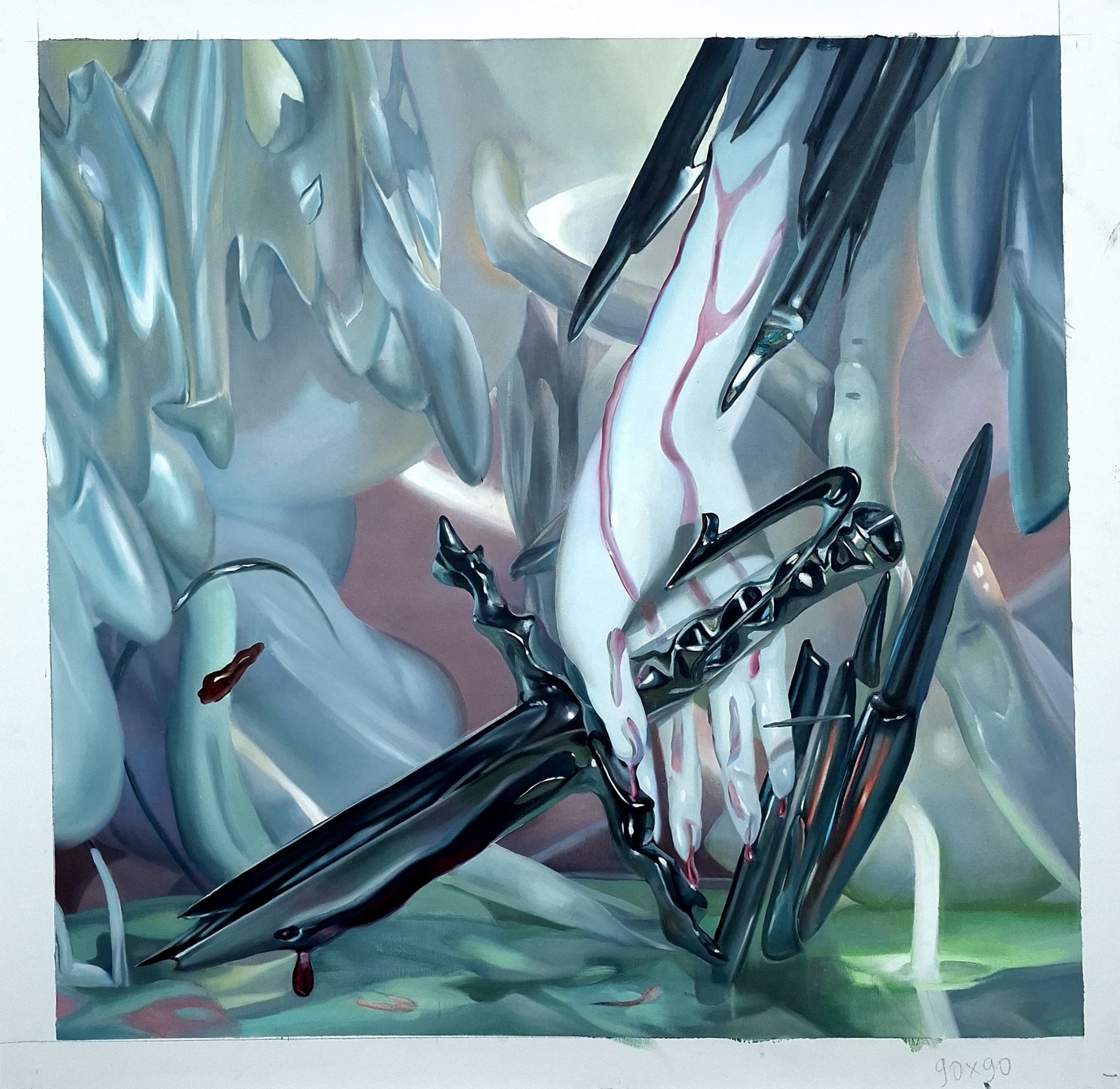  Time to step Aside 2026  90×90cm oil on canas   
