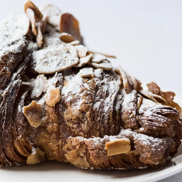 Almond Croissant With a filling of almonds, butter and sugar, this was inspired by the fact that you couldn't ever find one that was almondy enough - this is!