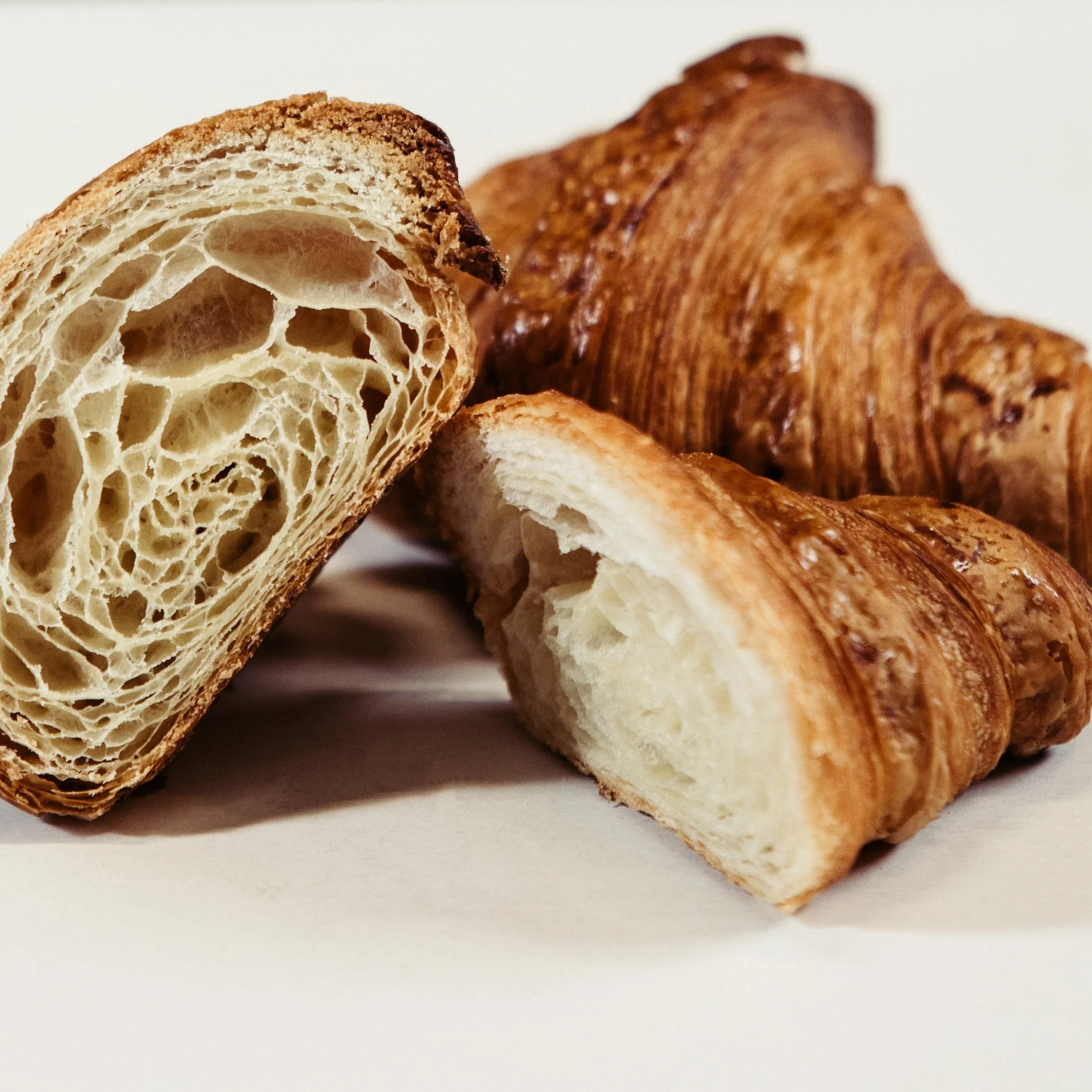 Croissant The colour and the layers say it all. We use organic flour from Shipton mill, Lescure butter and long fermentation to create tasty, flakey, fluffy layers.