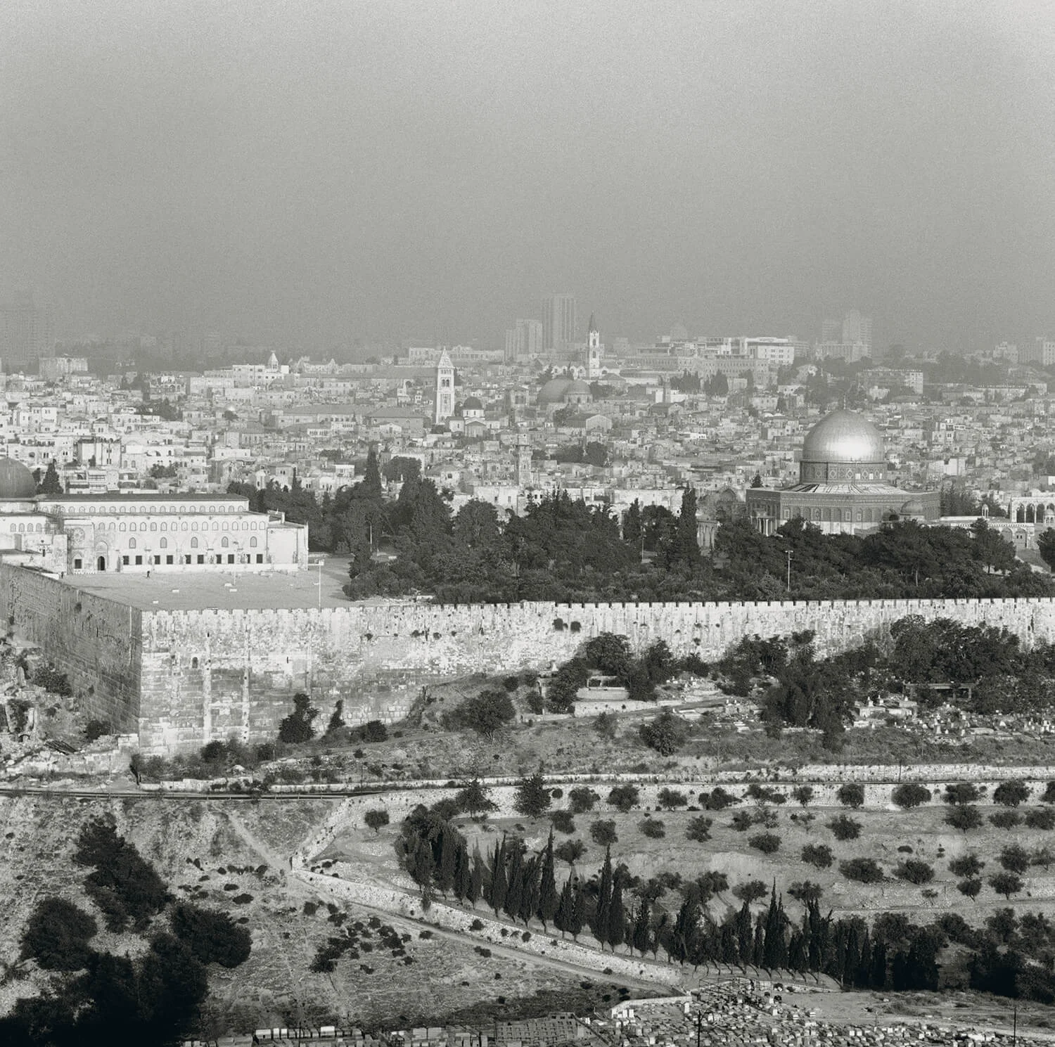 View over east and west Jerusalem from the Mountain of Olive.