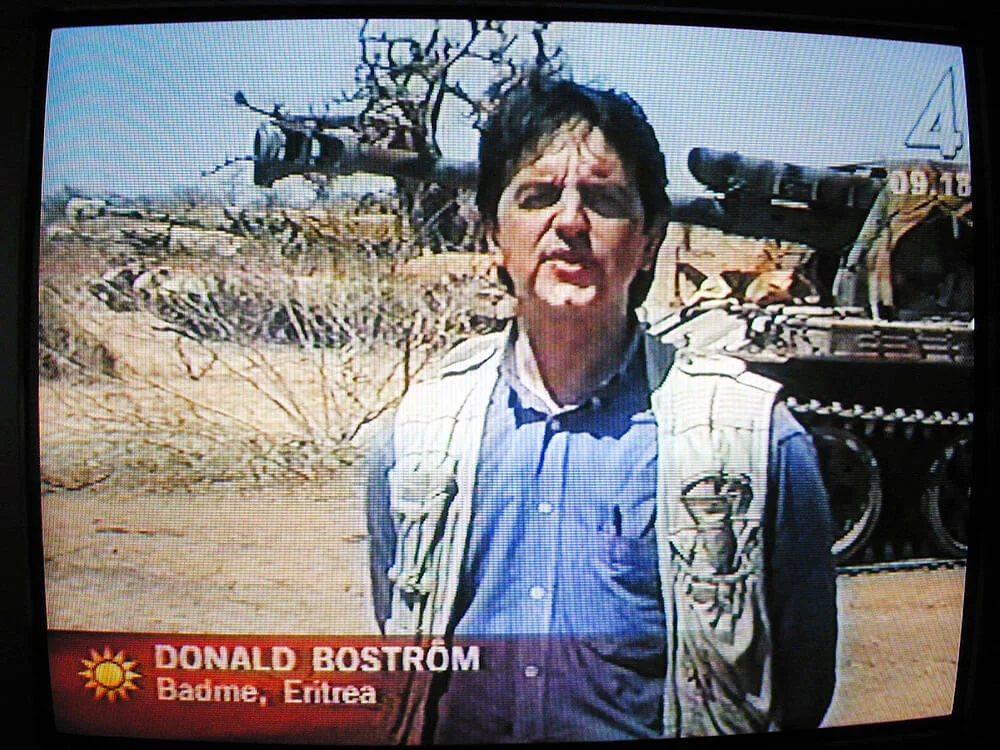 Reporting for Swedish TV4 from the Badme front, Eritrea