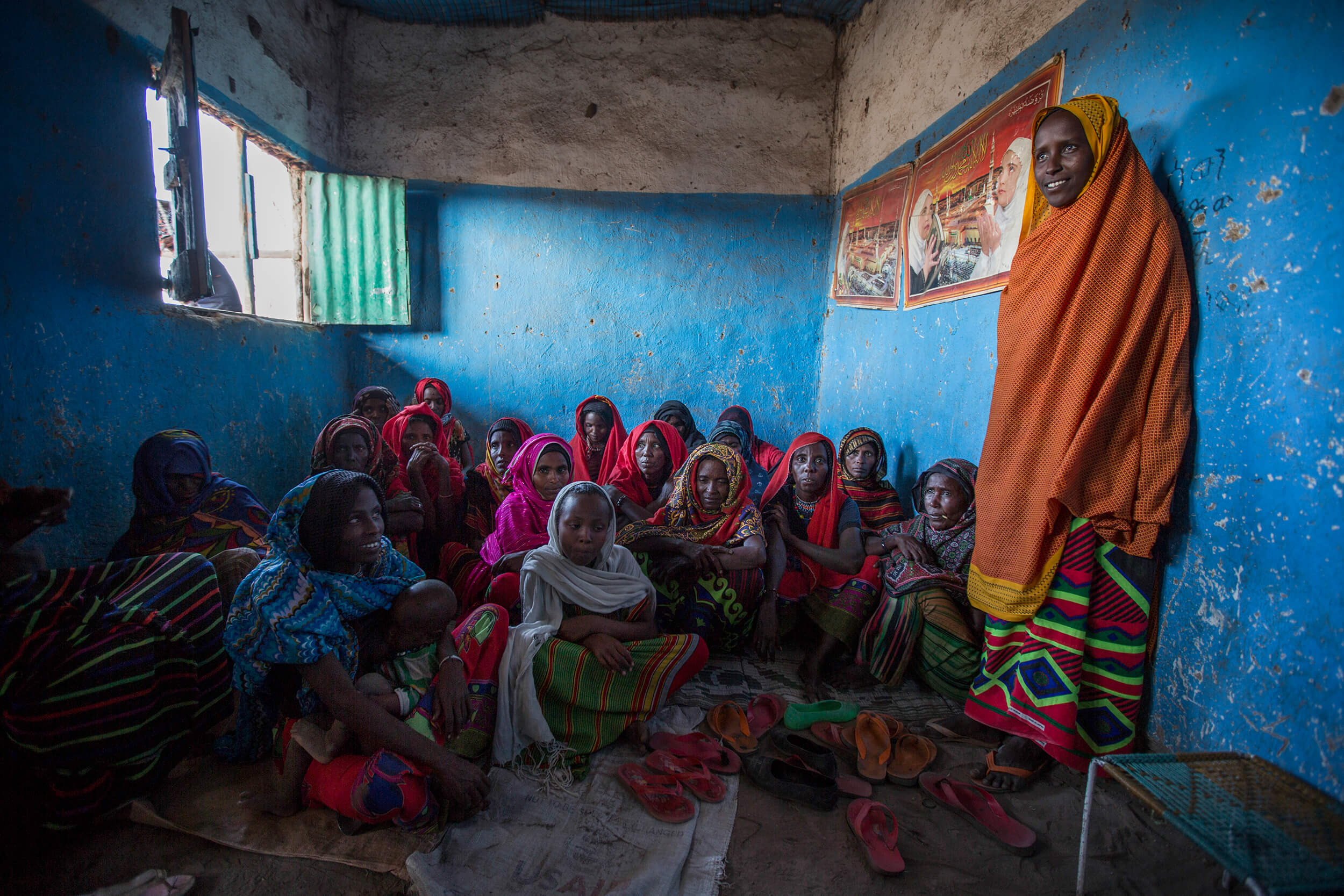  Women in the Afar region meet to talk about how to stop female genital mutilation. 75 percent of the country's girls are victims of female genital mutilation. 