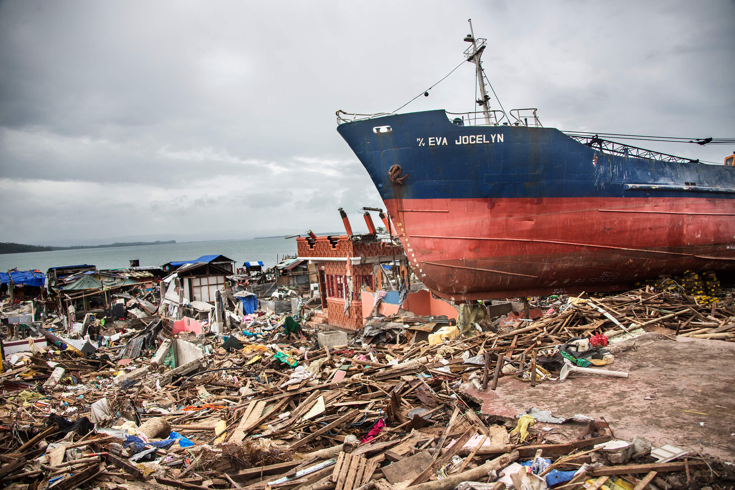  The town of Tacloban on the island of Leyte, after Typhoon Haiyan November 2013. 