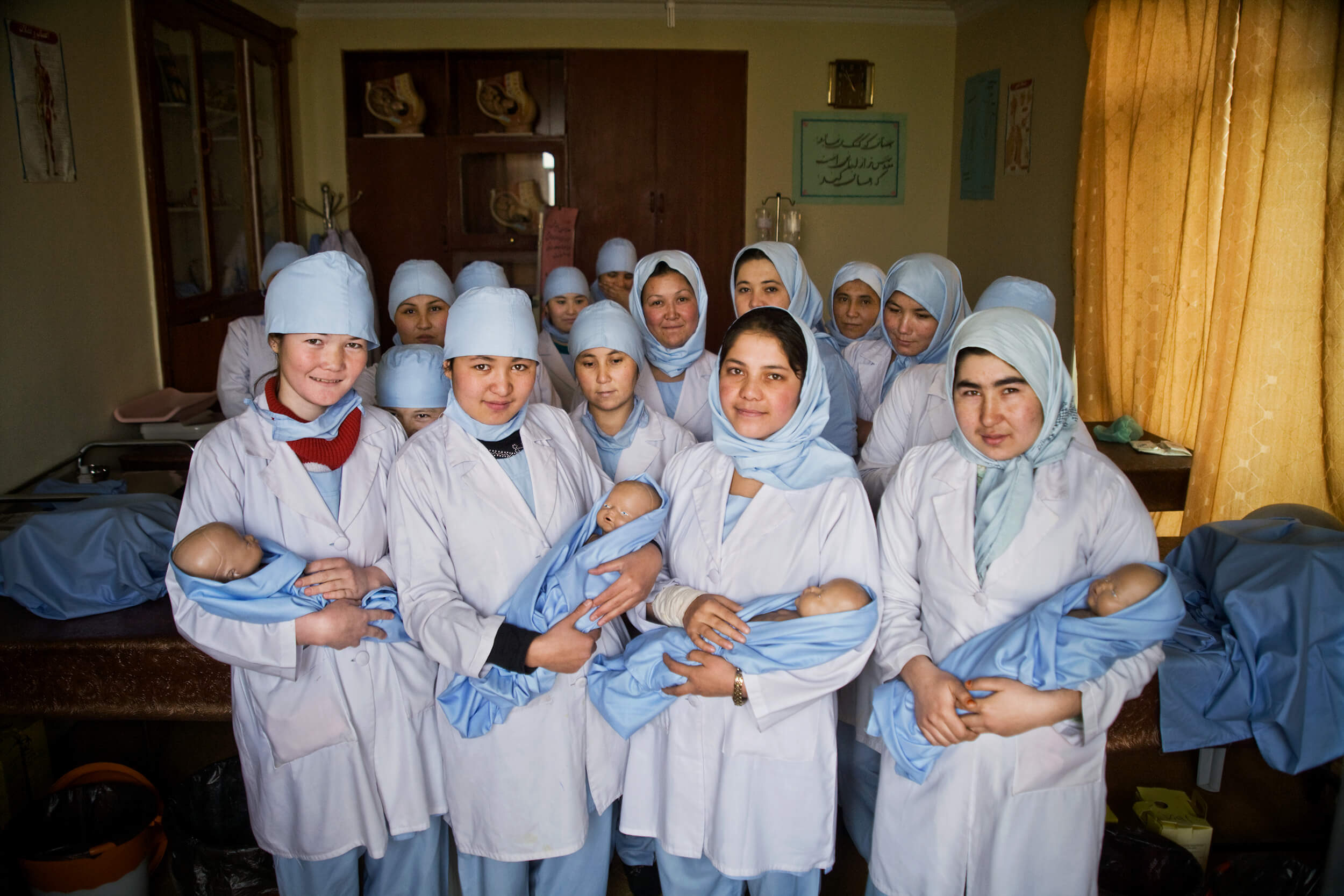  Afghanistan. Midwifery students in the city of Aibak in the province Samangang. 