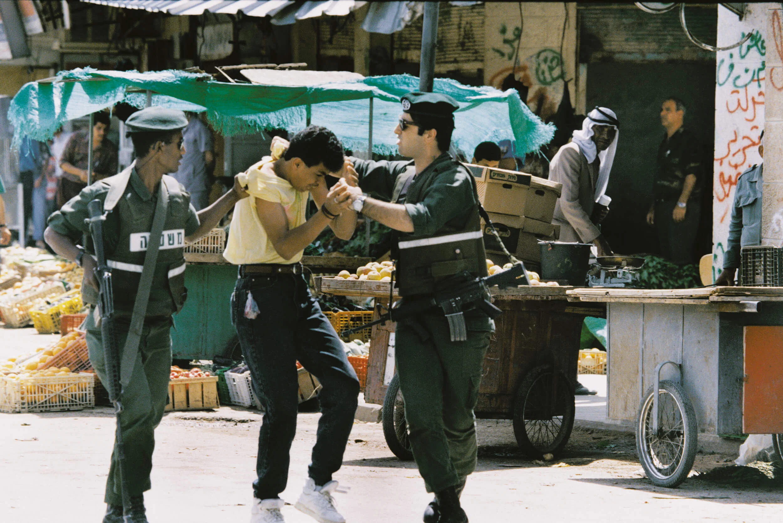 Jericho. Turmoil when Palestinians celebrate the Oslo agreement on September 13, 1993.