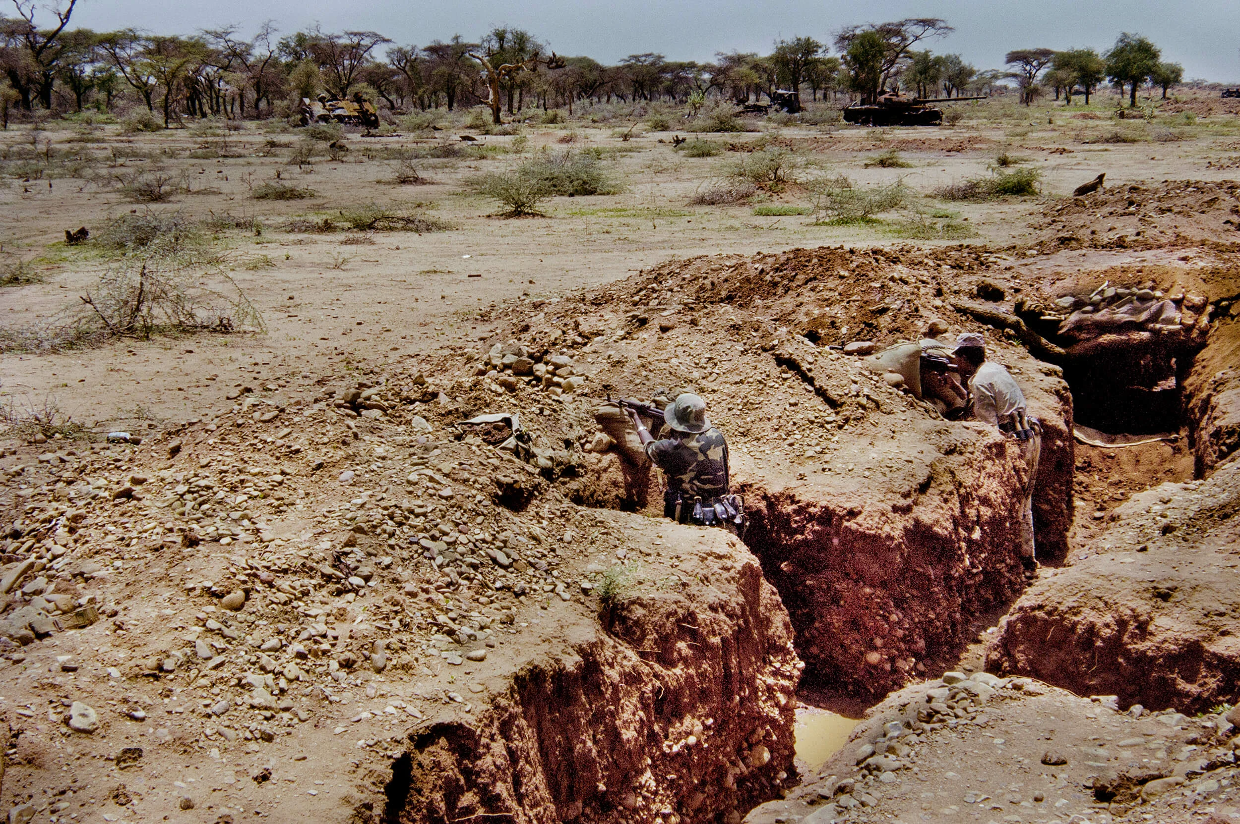 Trenches like the First World War here we Tsorona the front between Ethiopia and Eritrea.