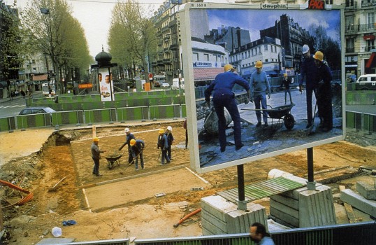Pierre Huyghe Chantier Barbès-Rochechouart Billboard, Paris 1994. (Part of his billboard series)