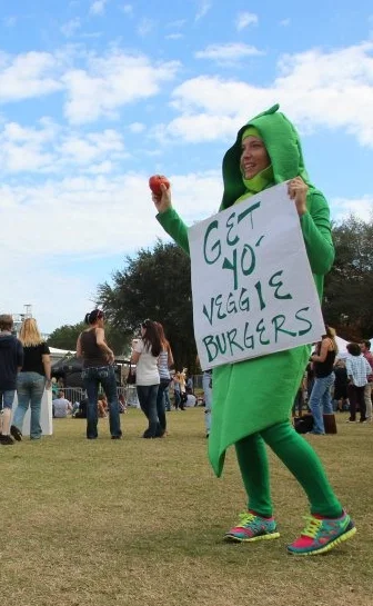 Advocating for plant-based food options at a rock concert in my Vegan days