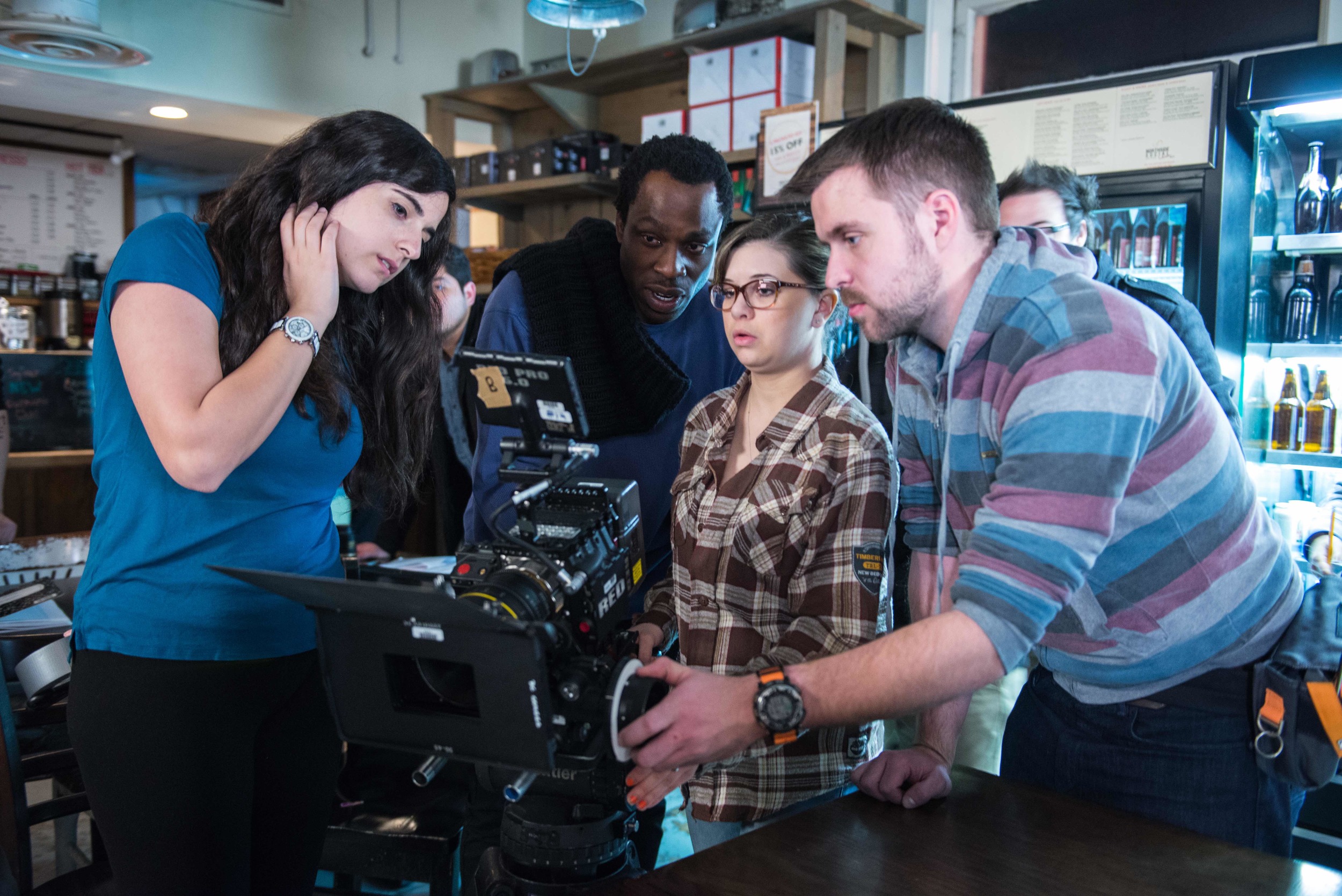  Cinematographer Hans Charles and his camera team, Film and Video Studies students in Cinematography. Image Dixie D. Vereen. 