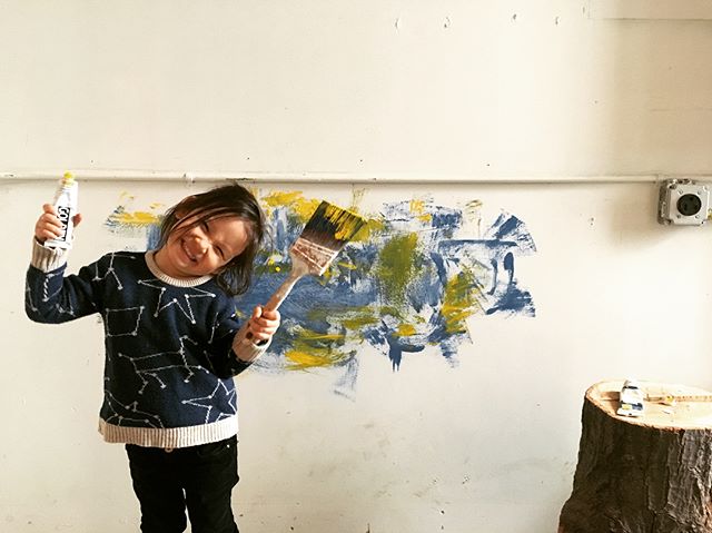 Mural painting, spackle, junkyards, and woodshop hijinks for Lena&rsquo;s spring break.  We converted the office to a ceramics studio for @brooklynchickenwing