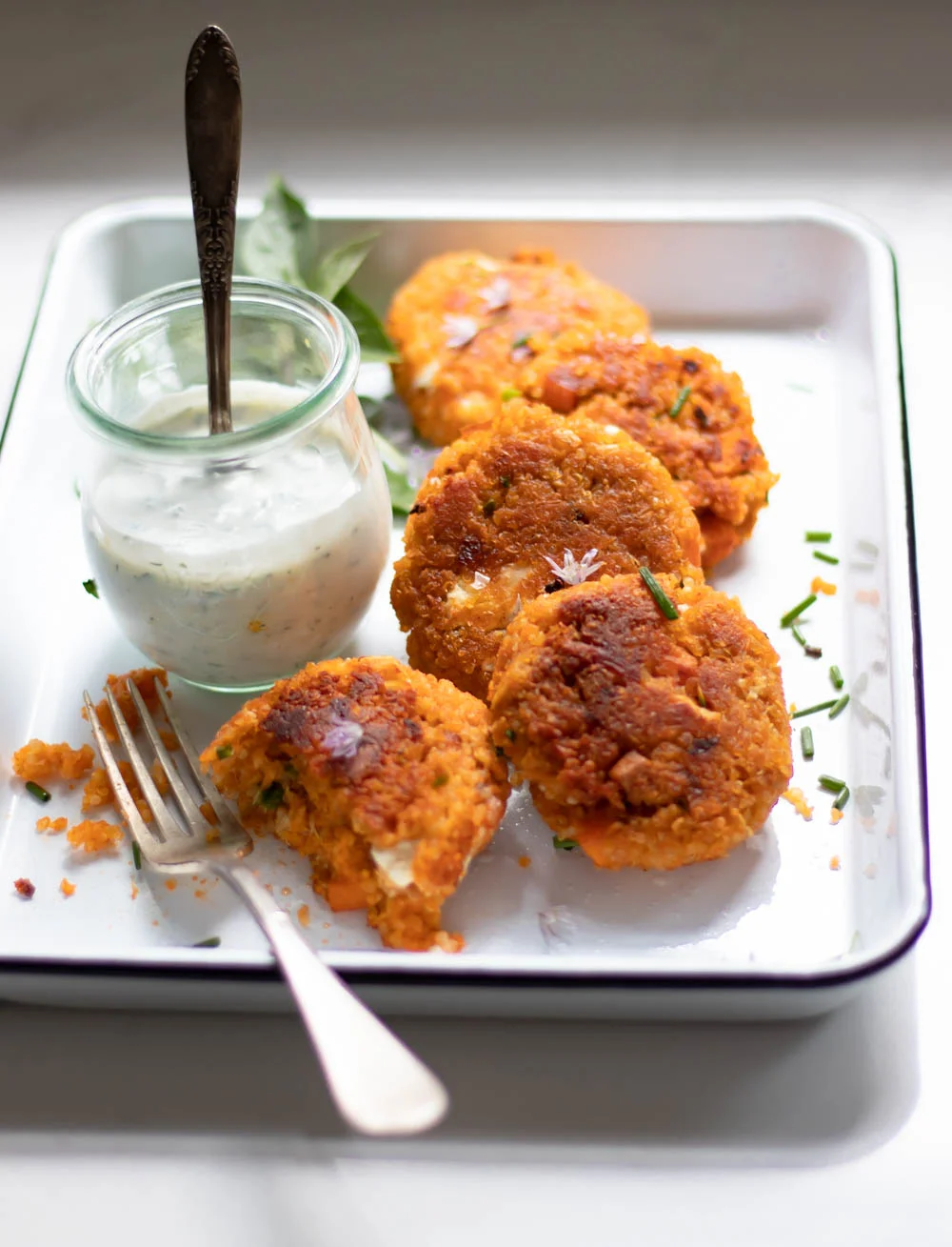 Quinoa Fritters with Sweet Potato and Chicken 