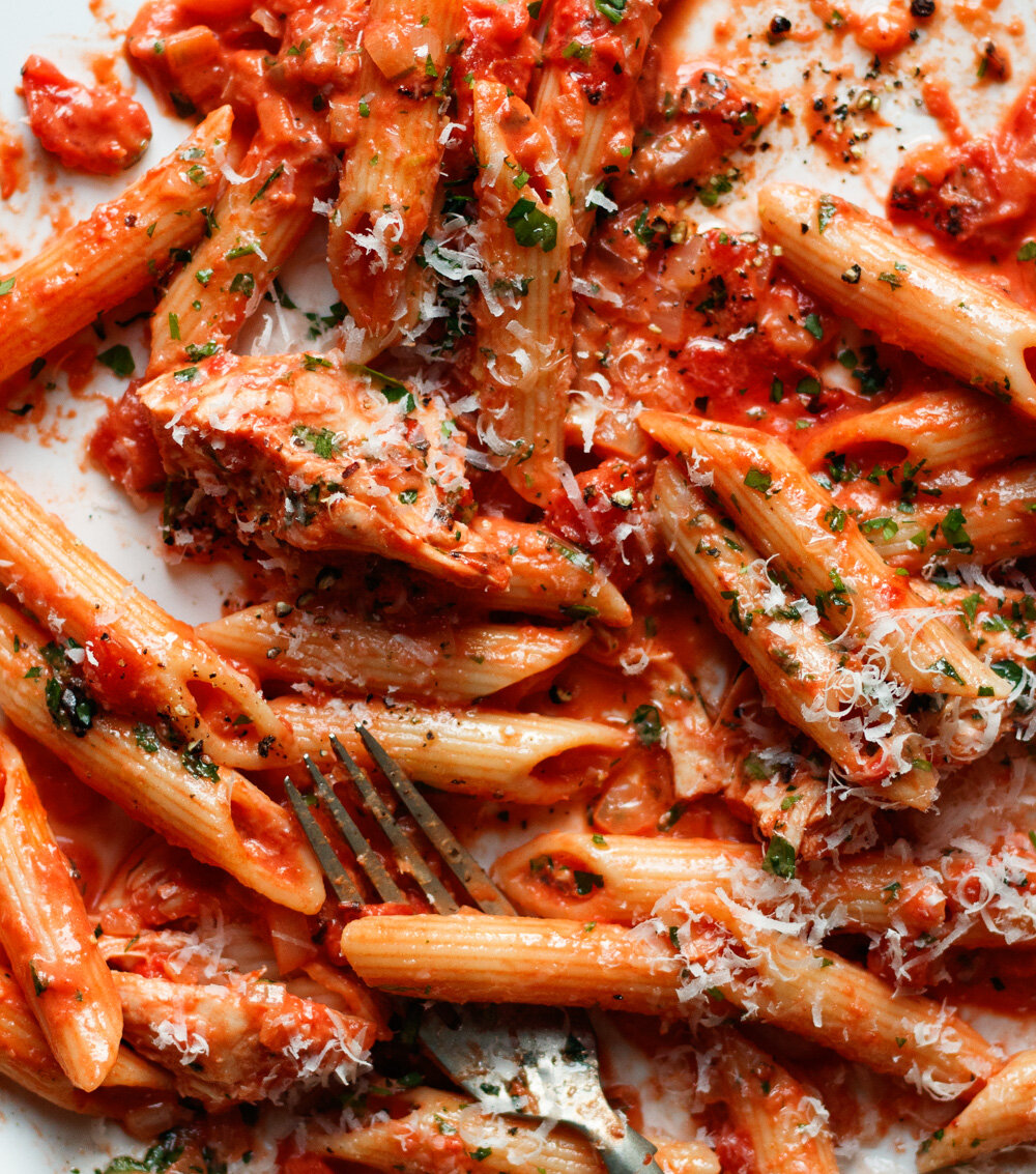 Penne with Rotisserie Chicken and Smoky Tomato Sauce — Amanda Frederickson