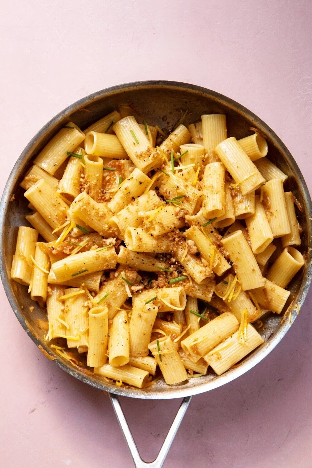 Lemony  Pasta with Caramelized Onions, Brown Butter and Toasted Walnuts