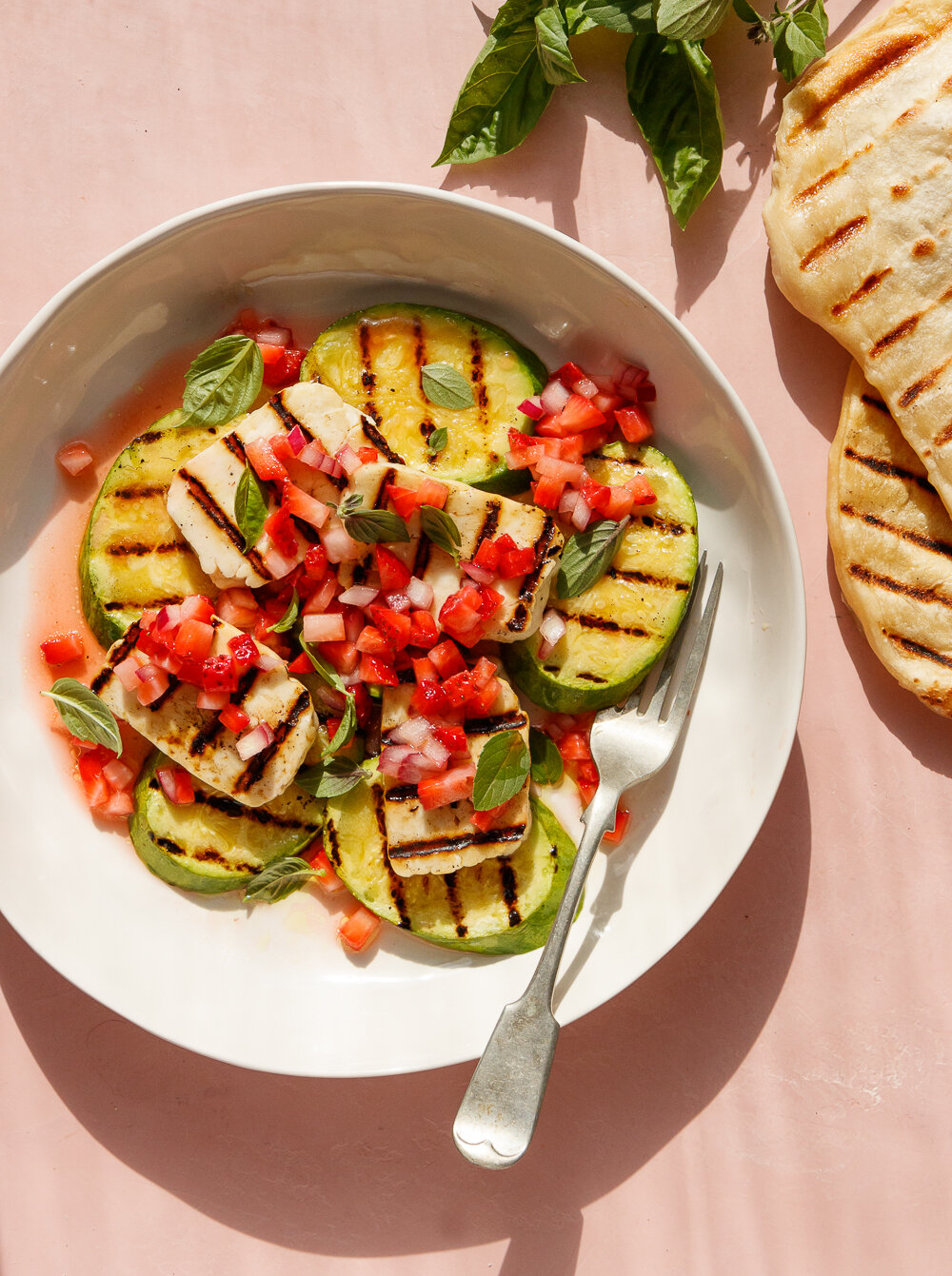 Grilled Halloumi and Zucchini with a Strawberry Basil Salsa — Amanda
