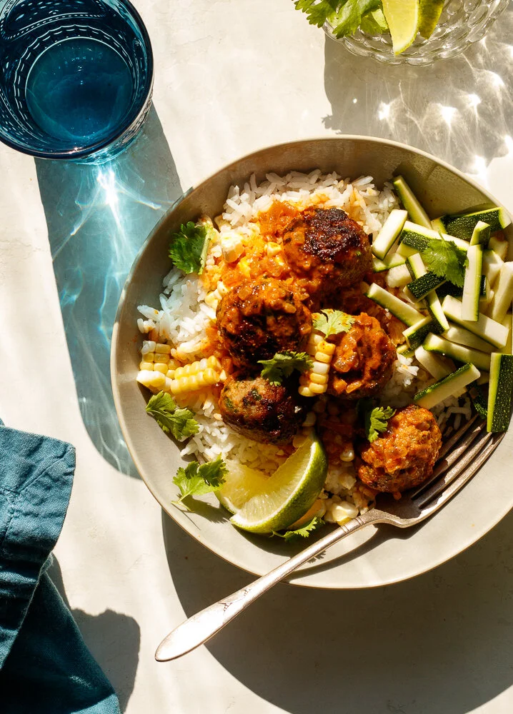 Thai Inspired Turkey Meatballs with Coconut Curry 