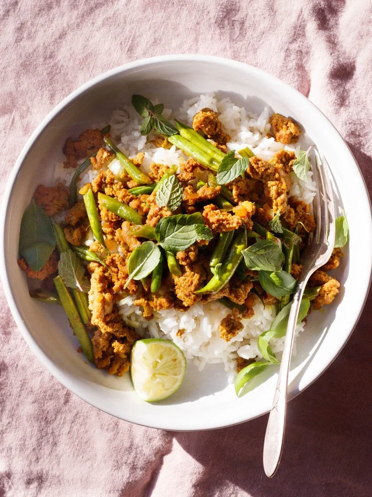 Turmeric Turkey and Green Bean Stir Fry with a Soy Honey Sauce 