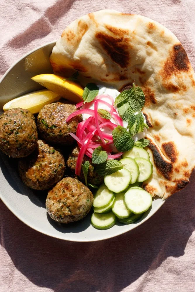Herby Turkey Meatballs with Cucumber Yogurt Sauce 