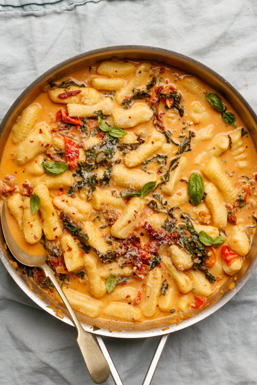 Potato Gnocchi with a Sun Dried Tomato Sauce (Made with Leftover Mashed Potatoes) 