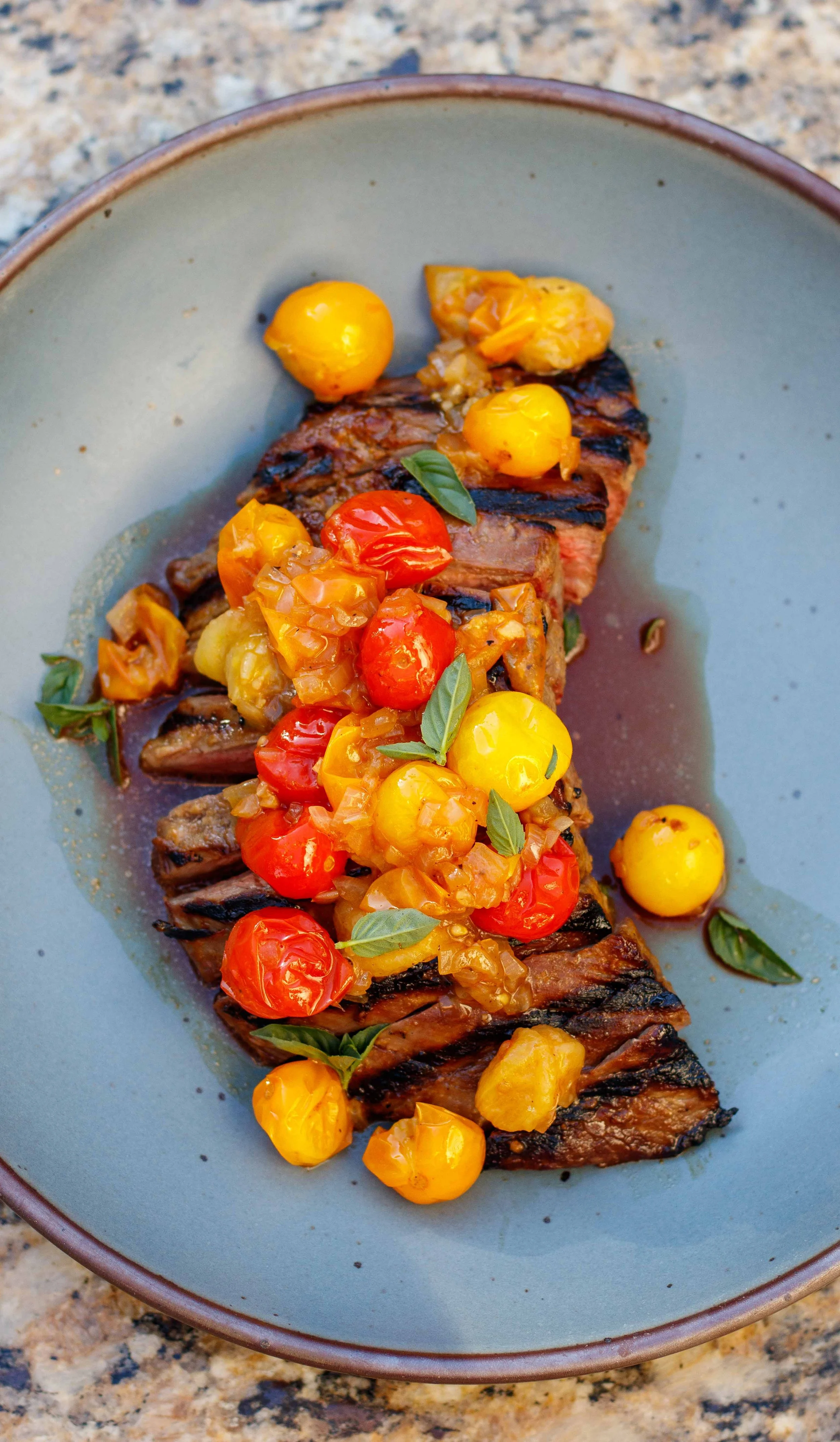 Balsamic Marinated Flank Steak with Tomato Vinaigrette